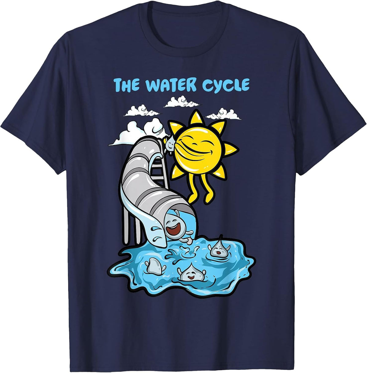 The Water Cycle | Funny Meteorologist Science Weather Nerd T-Shirt - Navy Blue