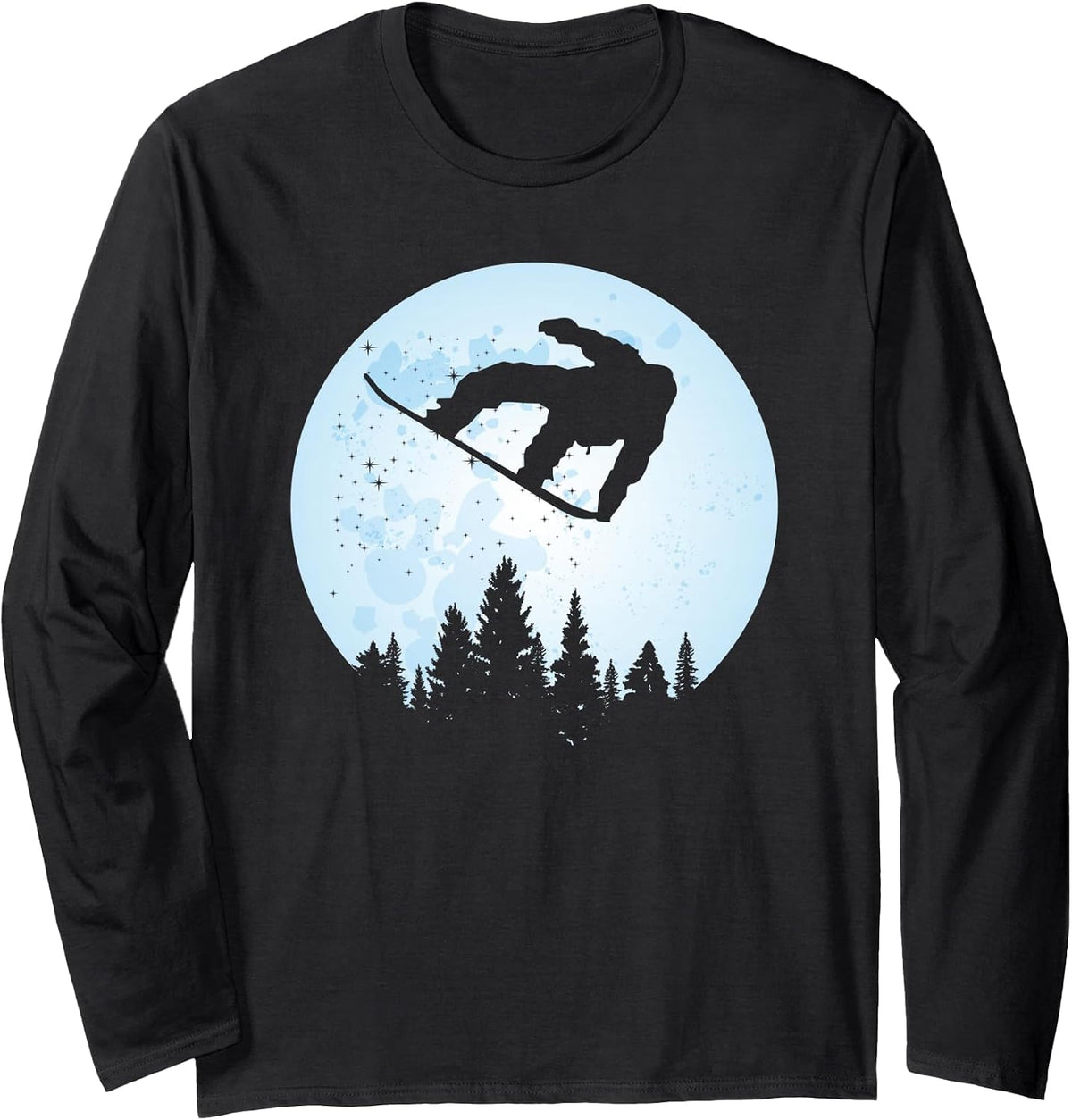 Snowboard Bigfoot Ski T-Shirt Funny Sasquatch Skiing LS - Adult Unisex Black