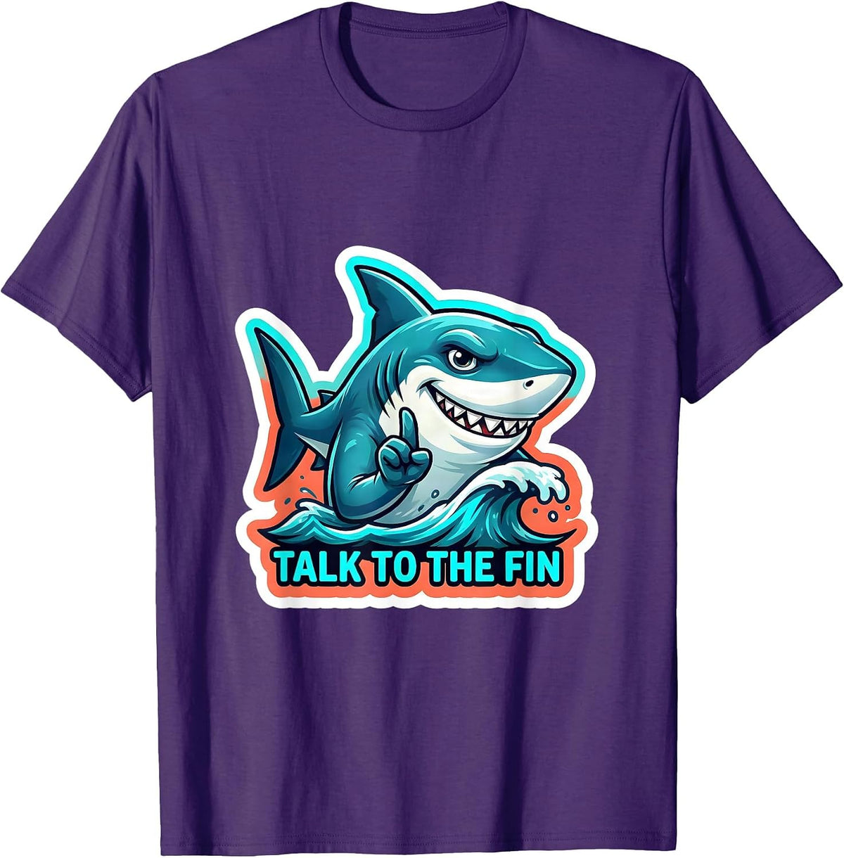 Talk To The Fin Funny Shark Lover Ocean Animal Humor T-Shirt - Purple