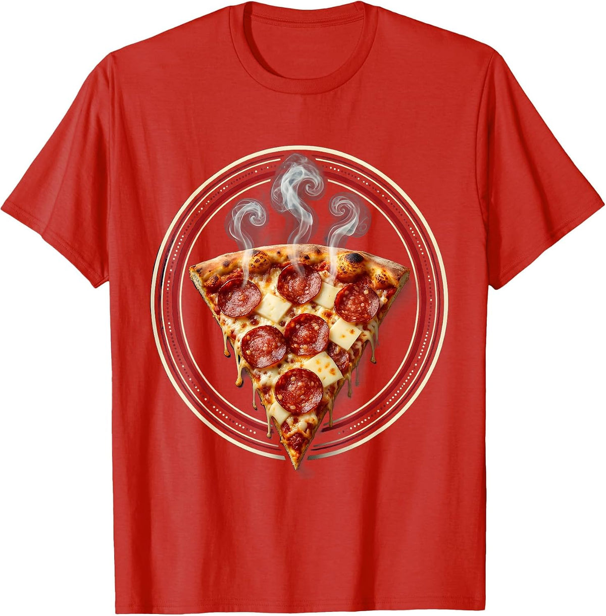 Friday Pizza Slice Steaming Graphic Design T-Shirt - Red
