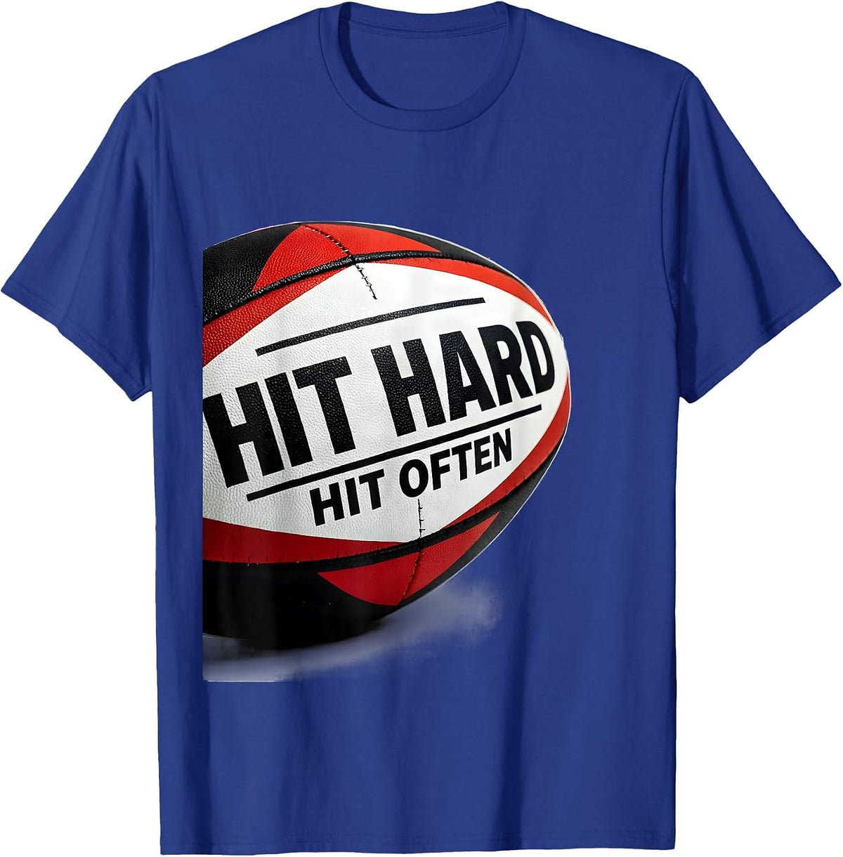 Men's Hit Hard Hit Often Rugby Graphic Design T-Shirt - Royal Blue