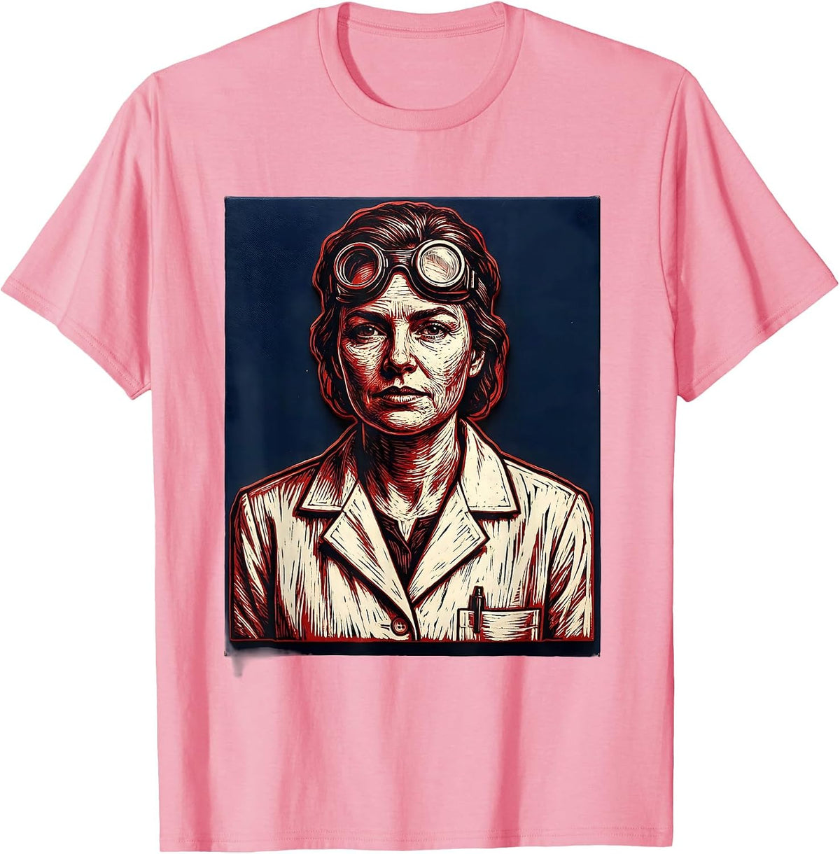 Labor Day Lab Coat Scientist Illustration T-Shirt, Men, Pink, X-Large - As Pictured