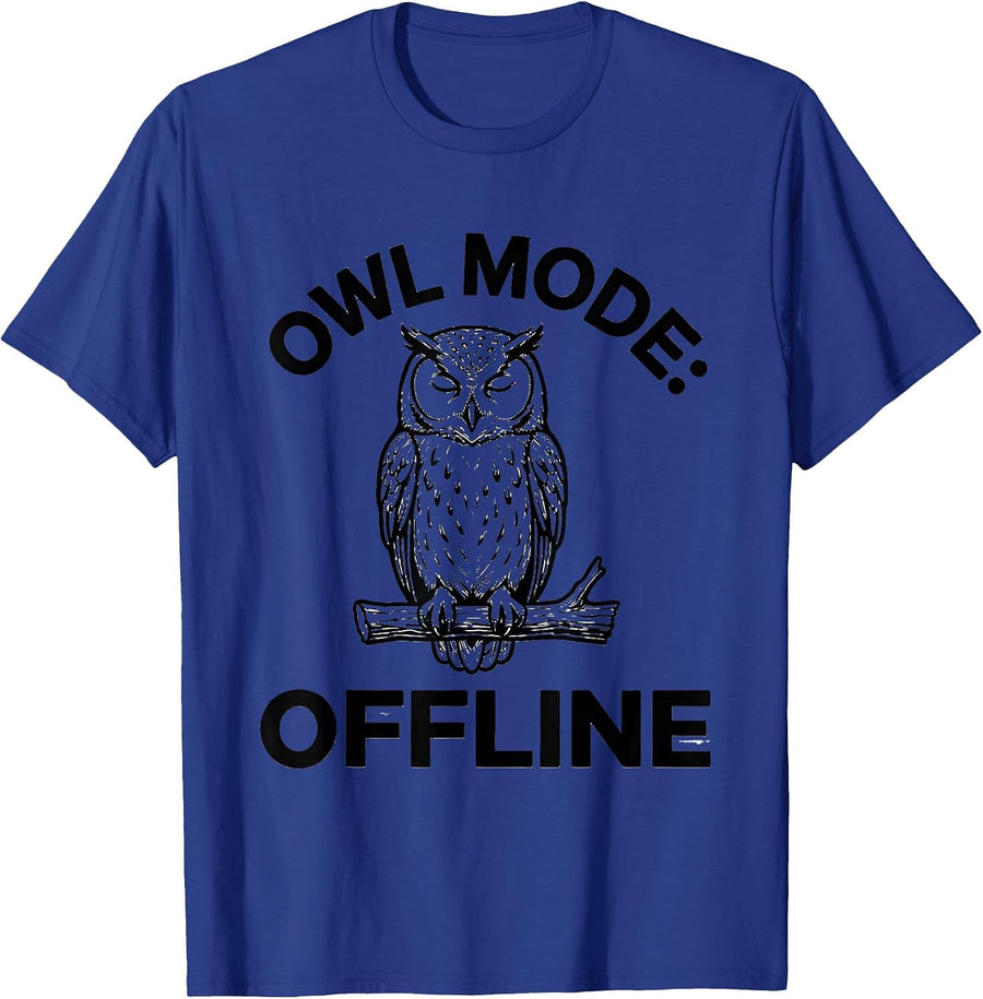 Owl Mode Offline Funny Animal Official Sleepshirt Pajama T-Shirt - Royal Blue