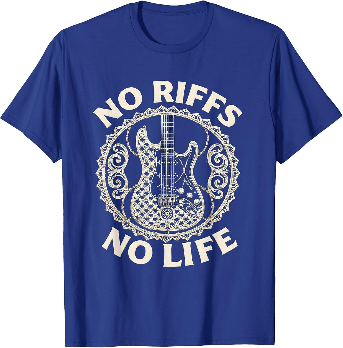 Men's No Riffs No Life Metal Guitar Music Design T-Shirt - Royal Blue