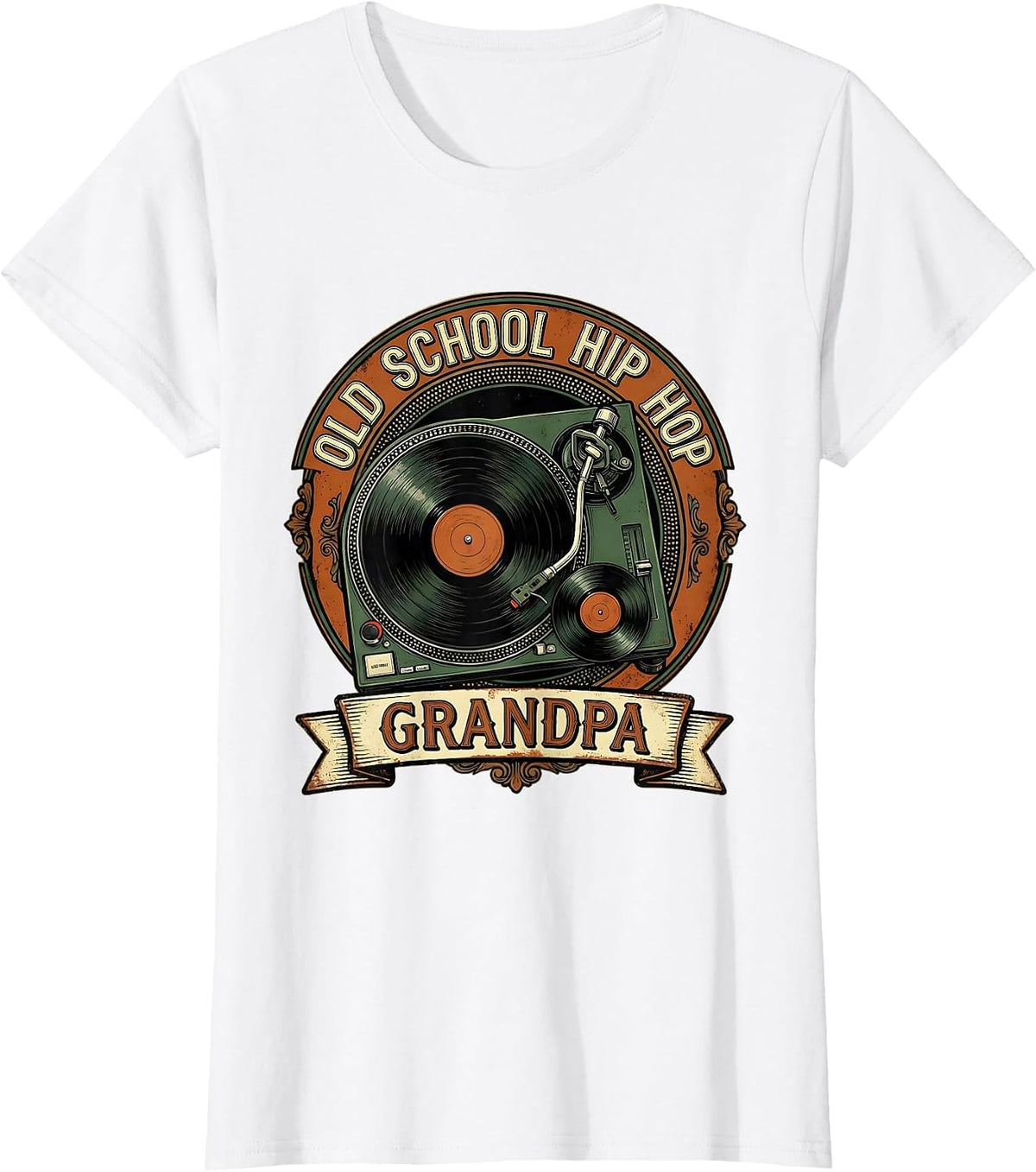 Women's Old School Hip Hop Grandpa Vintage Retro DJ Rap Music T-Shirt - White