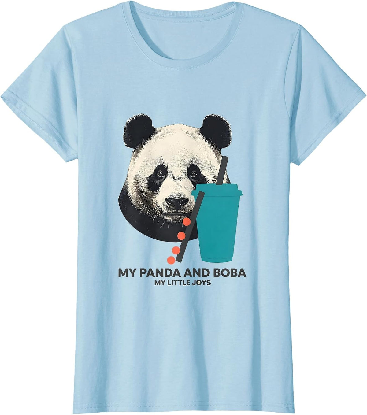 My Panda And Boba My Little Joys Cute Kawaii Anime Girl T-Shirt - Baby Blue