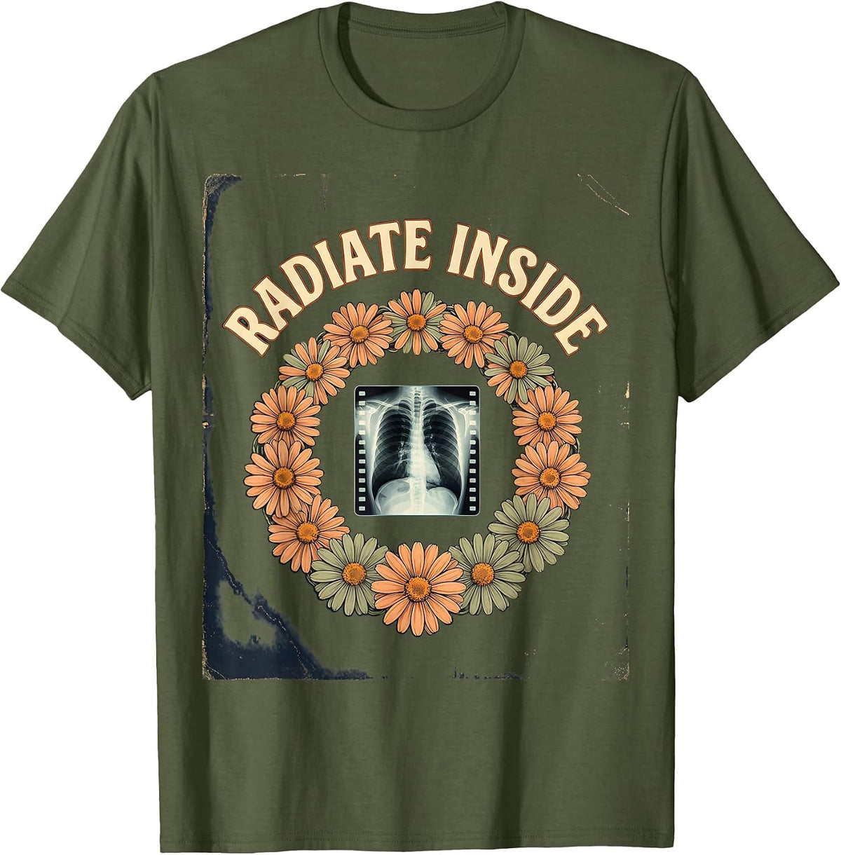Radiate Inside Vintage Radiology Rad Tech X-Ray Tech T-Shirt - Olive Green