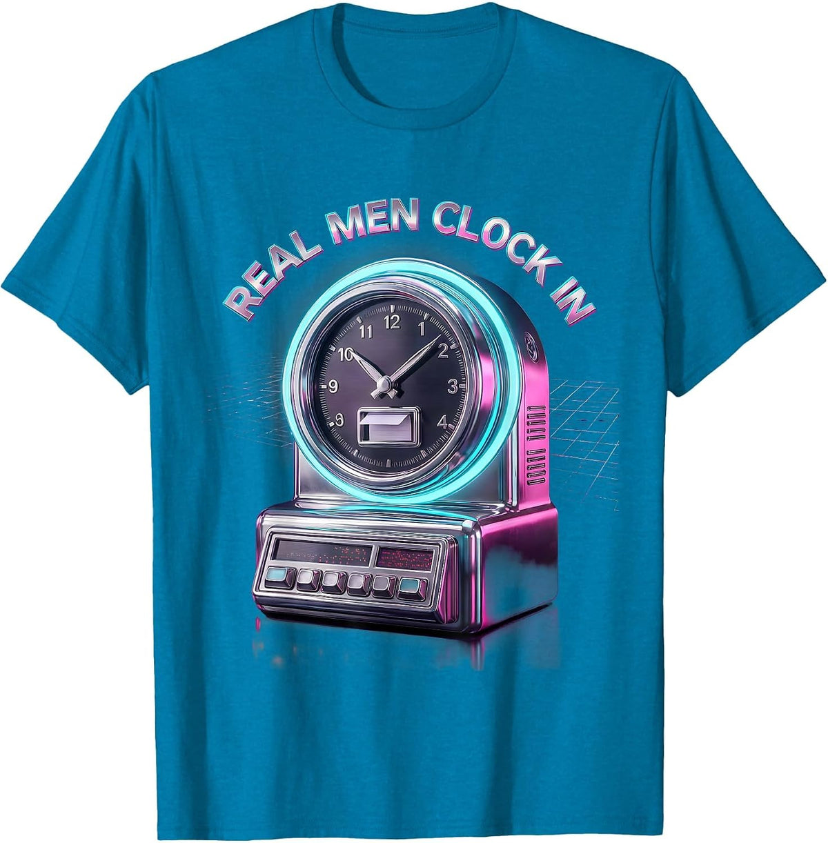 Real Men Clock In Blue Collar Worker Design T-Shirt - Sapphire Blue