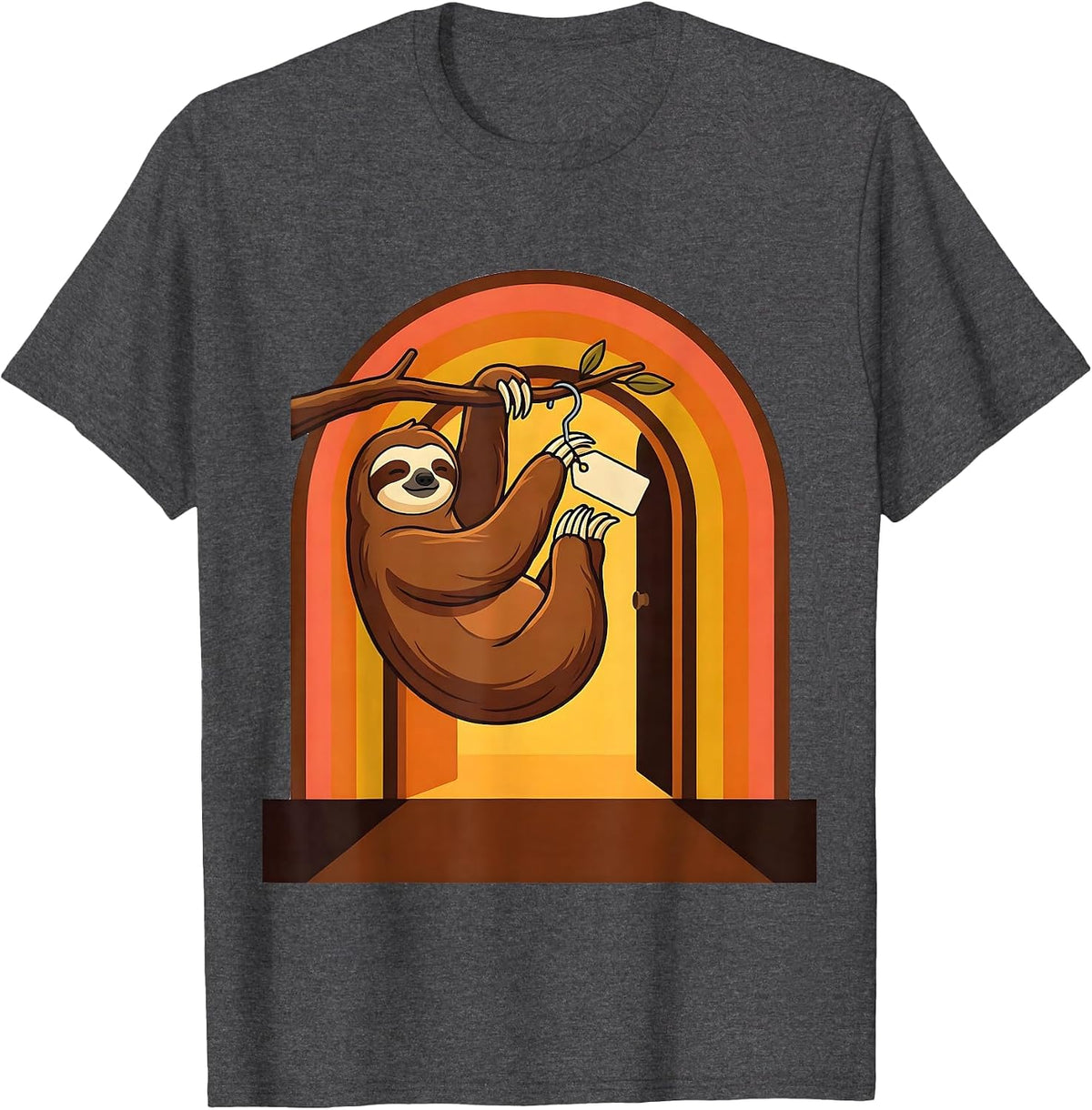 Men's Broad Sloth Retro 70s Humor Gift for Sloth Lovers T-Shirt - Dark Heather Grey