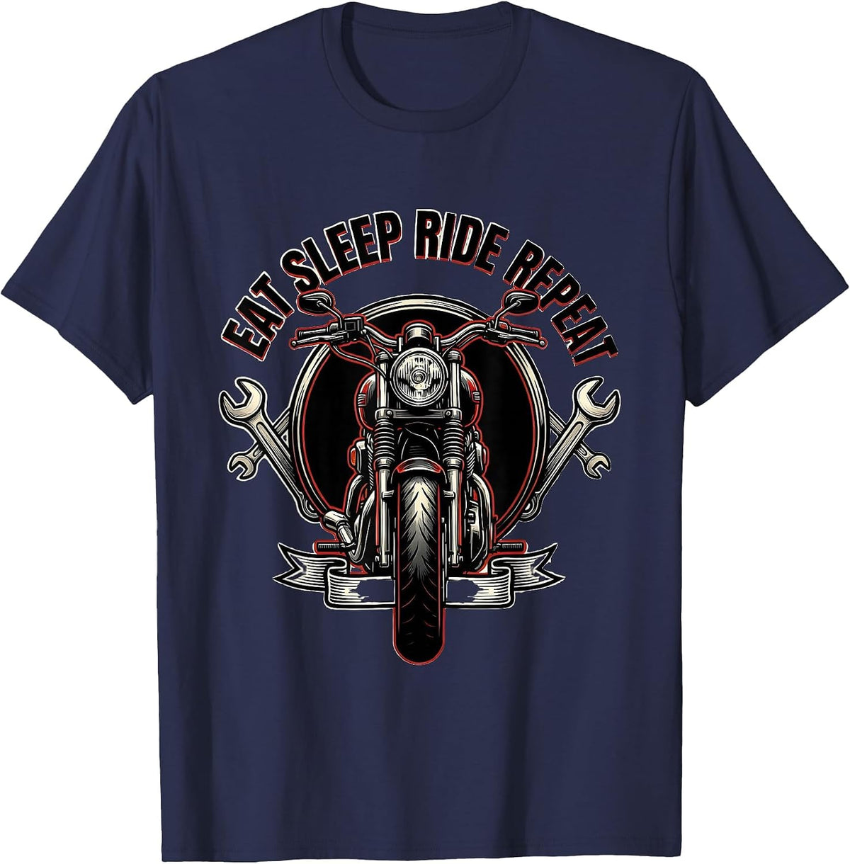 Eat Sleep Ride Repeat Cycling Enthusiast Design T-Shirt - Navy Blue