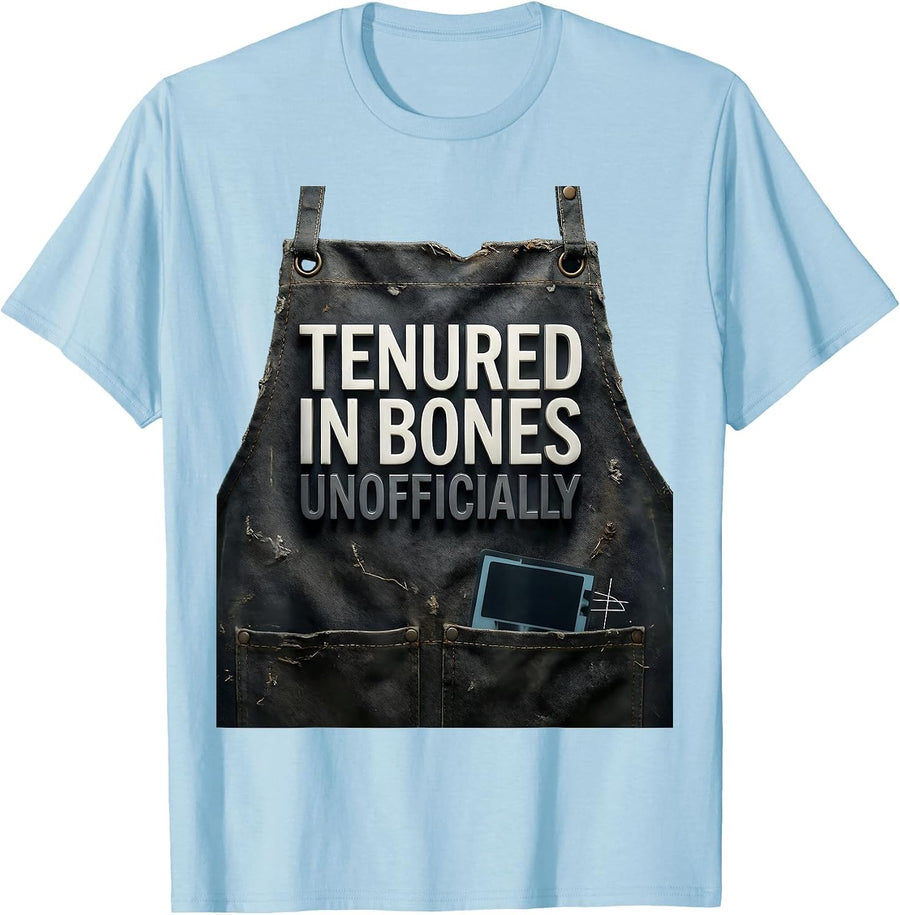 Men's Tenured In Bones Unofficially Funny Radiology Tech Halloween T-Shirt - Baby Blue
