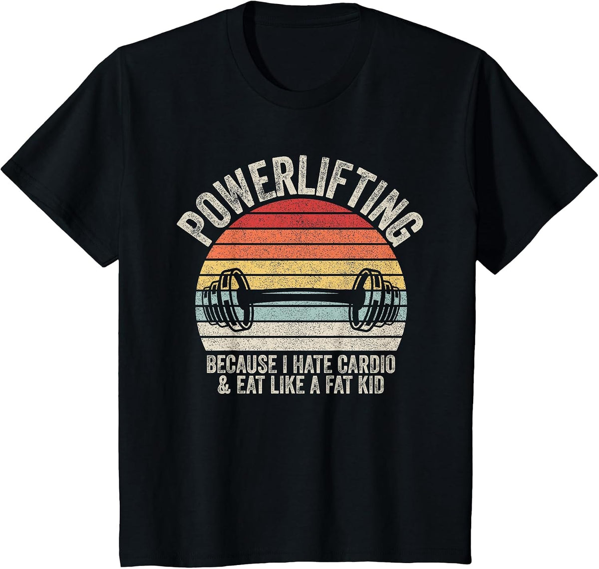 Vintage Retro Powerlifting Because I Hate Cardio Funny Gym T-Shirt - Black