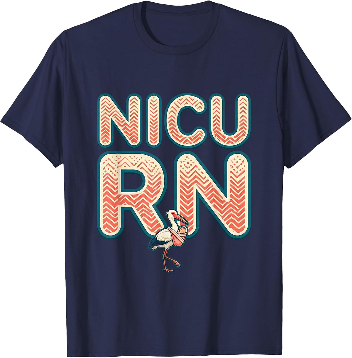 Men's NICU RN Cute Stork Neonatal Intensive Care Unit Nurse Gift T-Shirt - Navy Blue