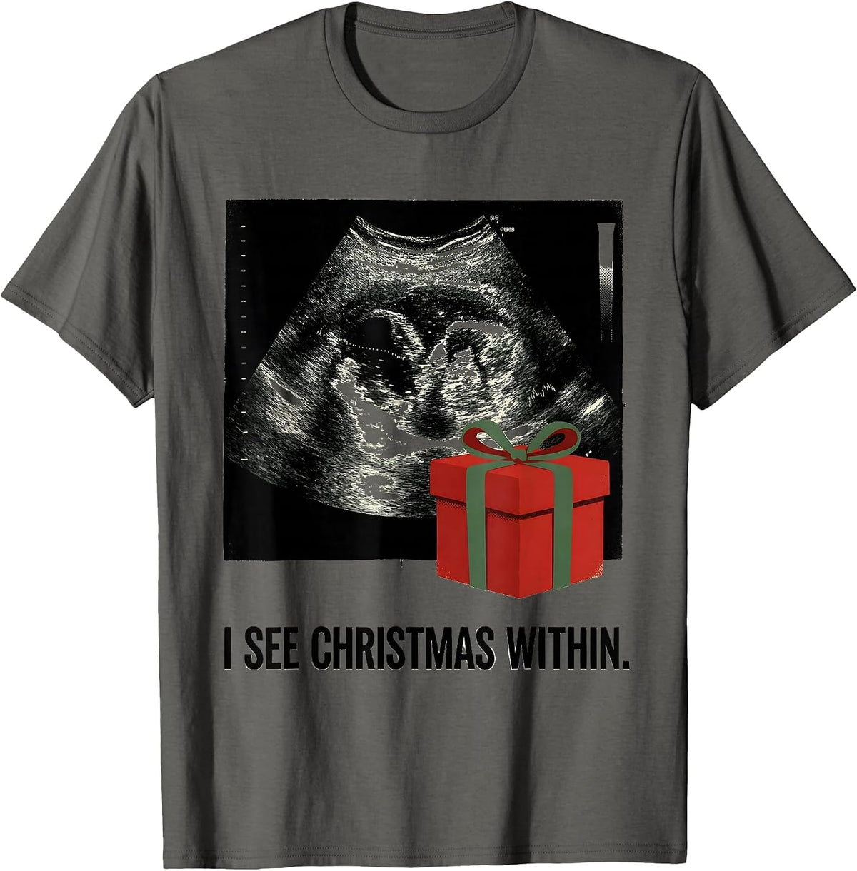 Men's I See Christmas Within Funny Sonographer Ultrasound Tech T-Shirt - Asphalt Grey