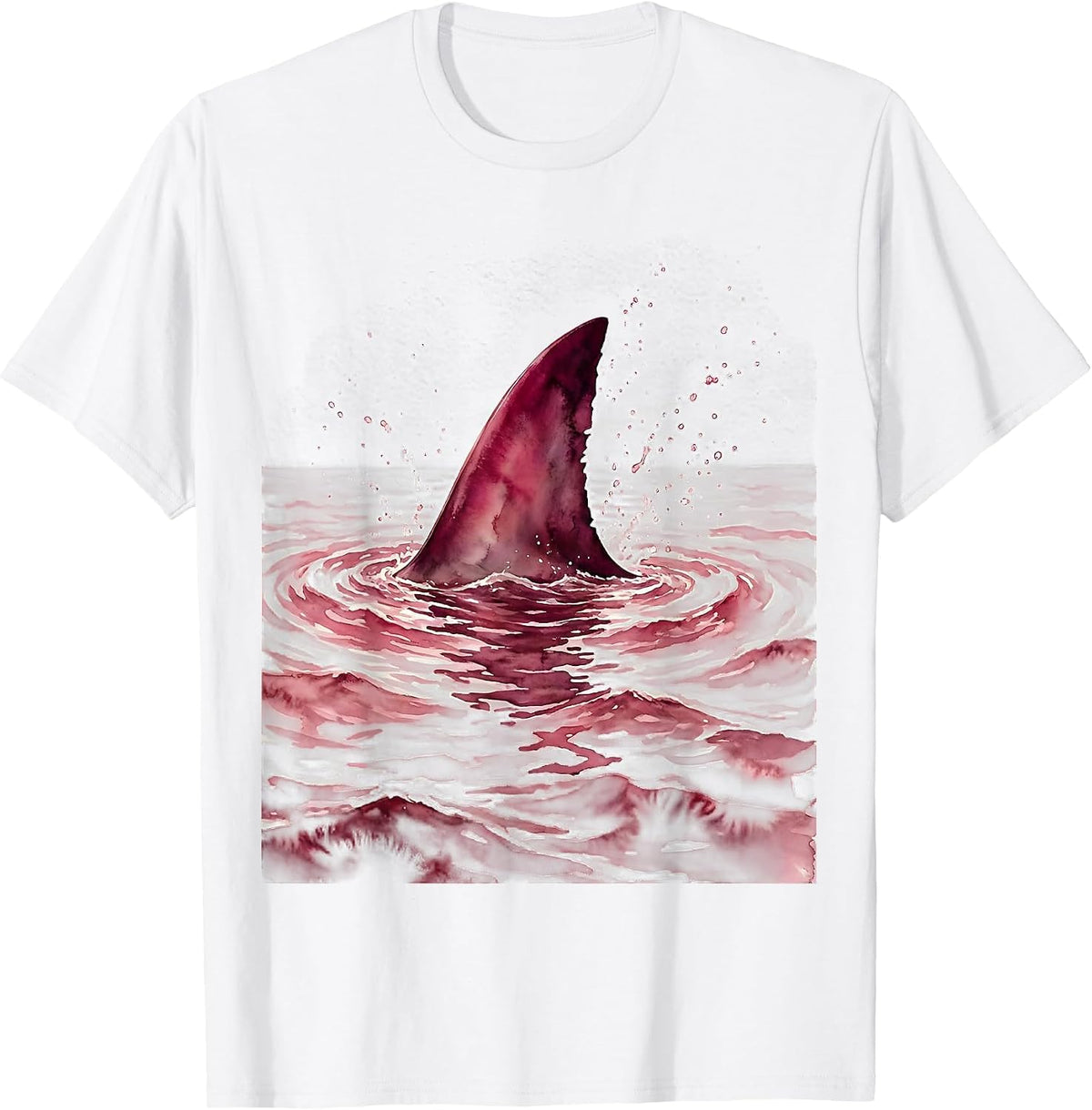 Men's Pink Out Shark Fin Ocean Graphic T-Shirt - White