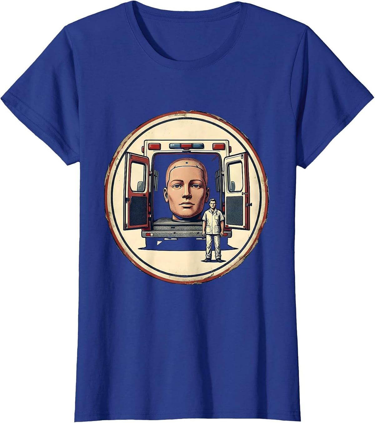 Women's Vintage EMT Badge Ambulance Paramedic Crew T-Shirt - Royal Blue