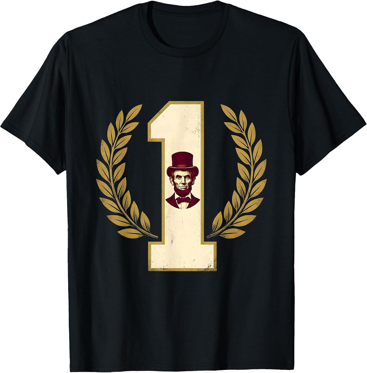 Men's Champion Lincoln Portrait Humor Sports Fan T-Shirt - Black