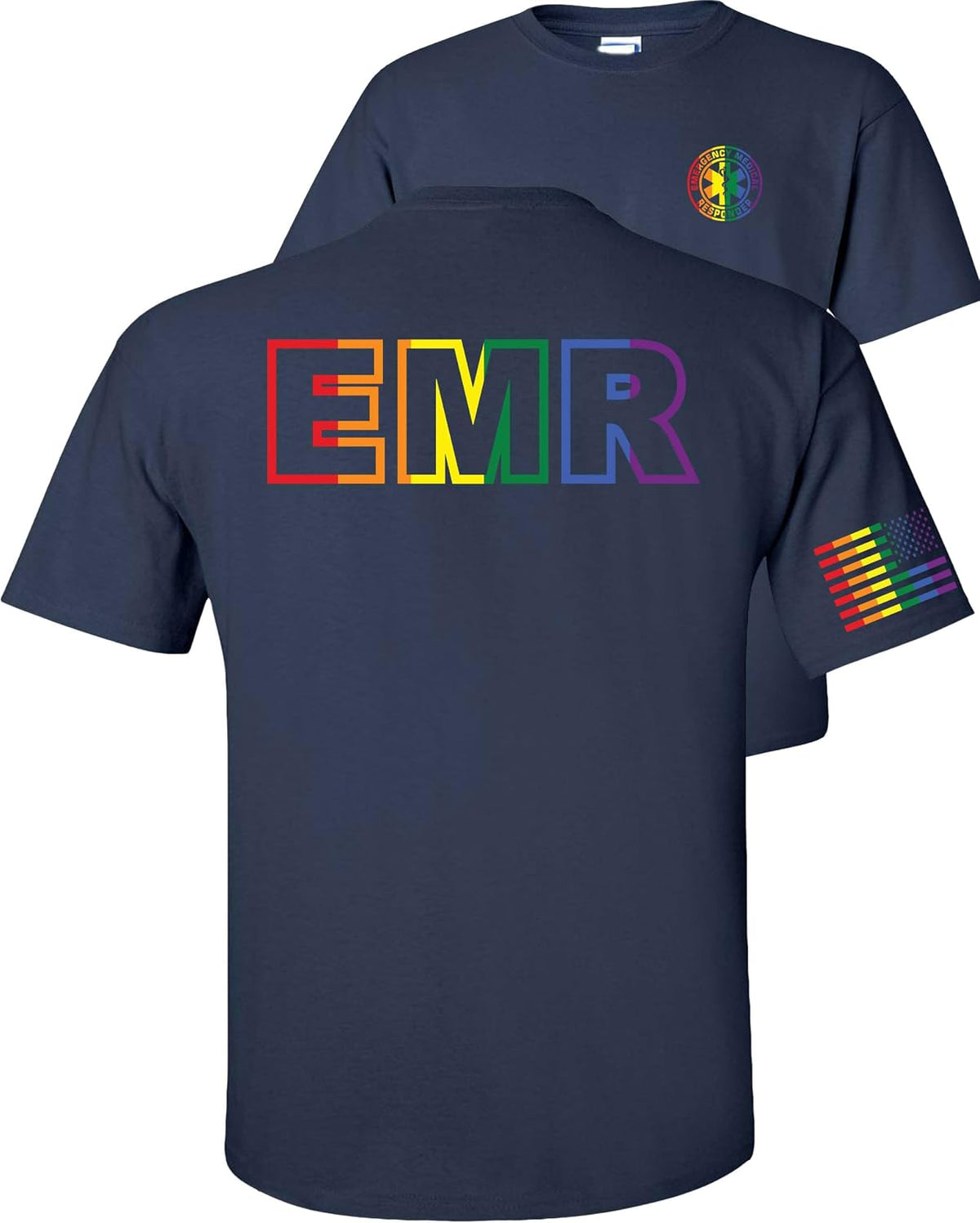 FAIR GAME EMR T-Shirt Emergency Medical Responders BAF Flag - Emr-navy-lgbt Design