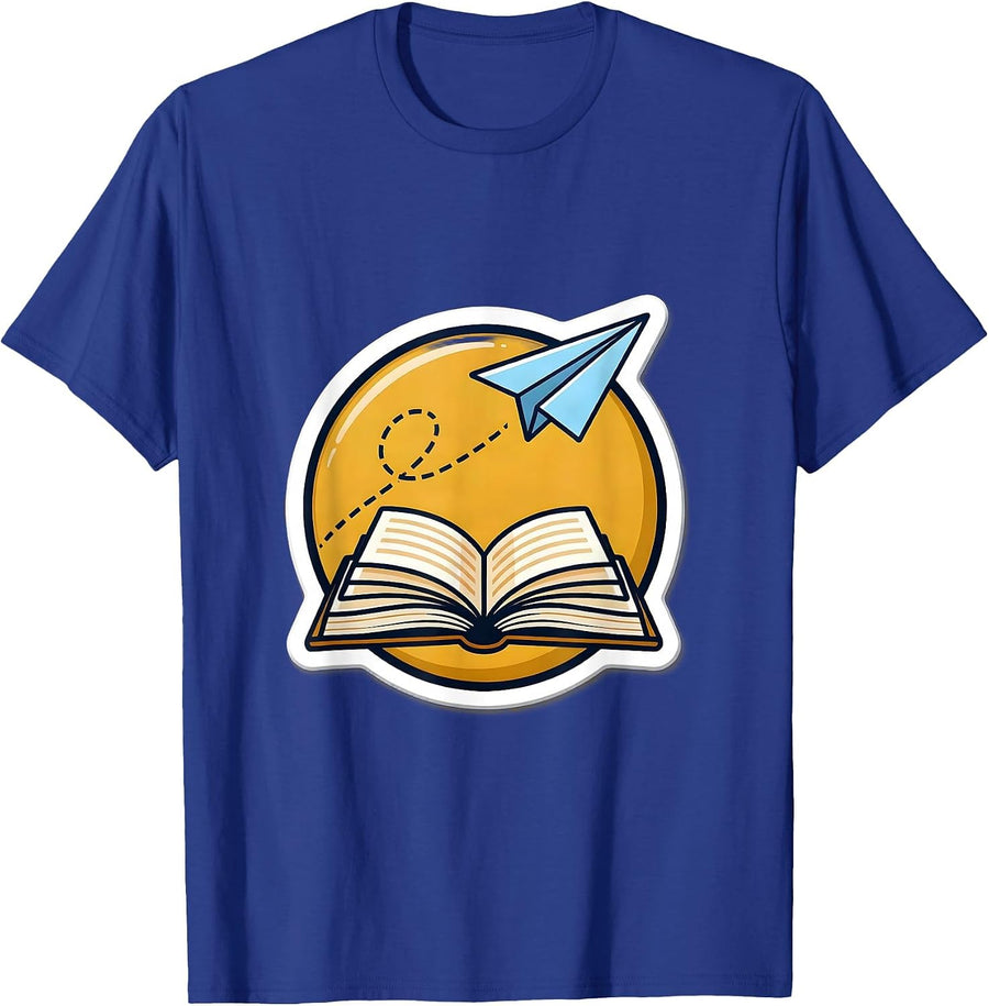 Paraprofessional Open Book Paper Airplane Design T-Shirt - Royal Blue