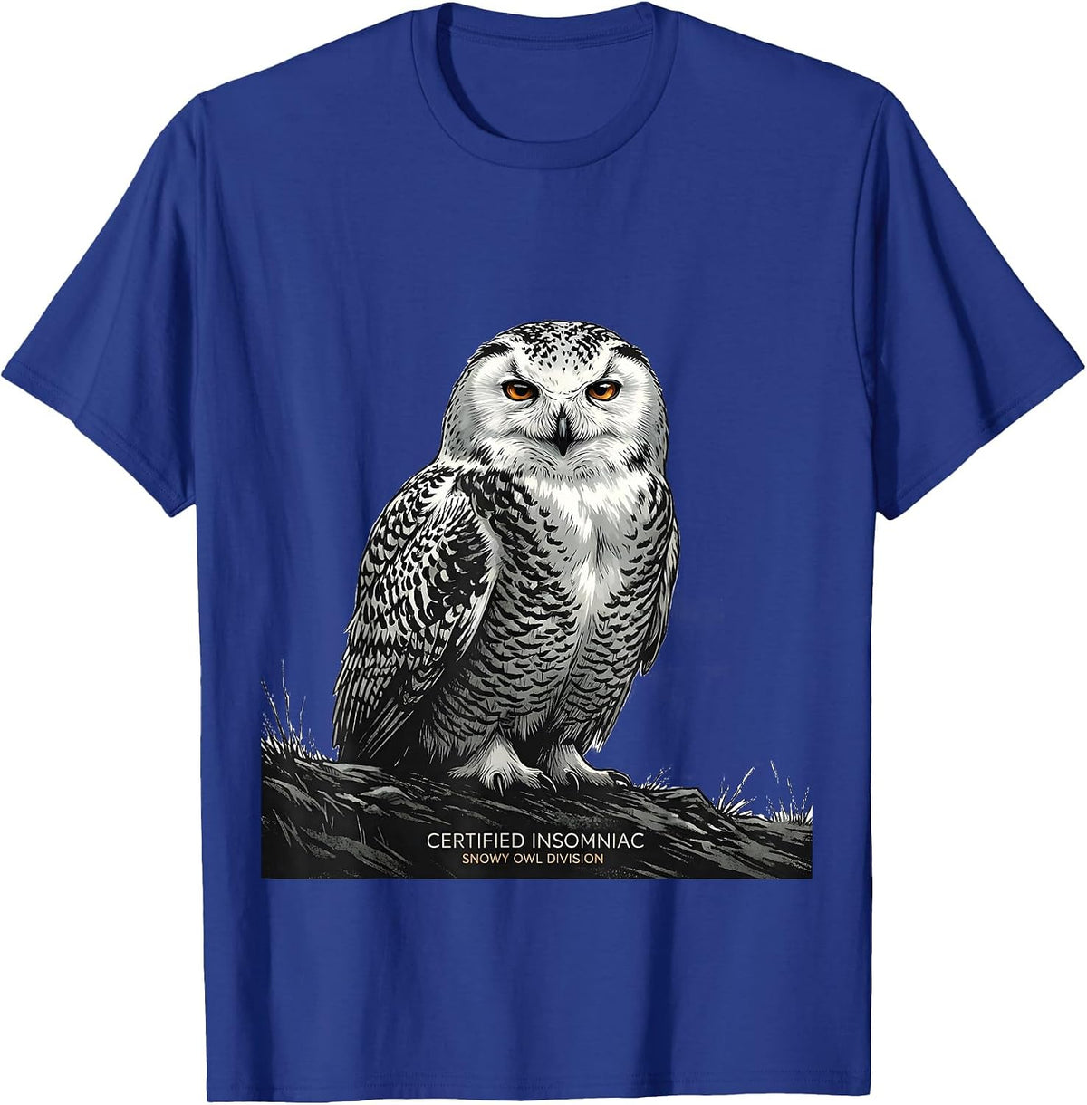 Men's Certified Insomniac, Snowy Owl Division Vintage T-Shirt - Royal Blue
