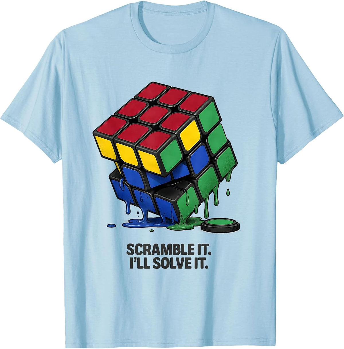 Men's Scramble It. I'll Solve It Funny Speed Cubing Puzzle Lover T-Shirt - Baby Blue