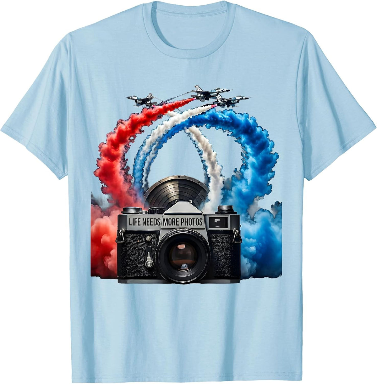 Men's Life Needs More Photos Photography Lover Design T-Shirt - Baby Blue