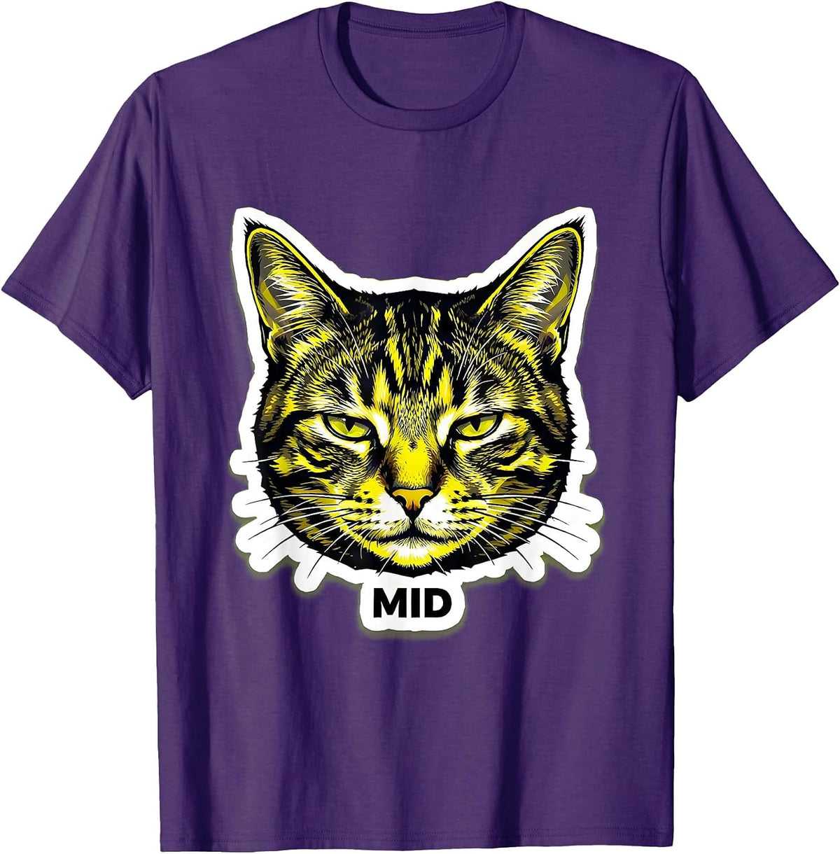 mid Funny Unimpressed Tabby Cat Meme Silly Cat Lover Gift T-Shirt - Purple