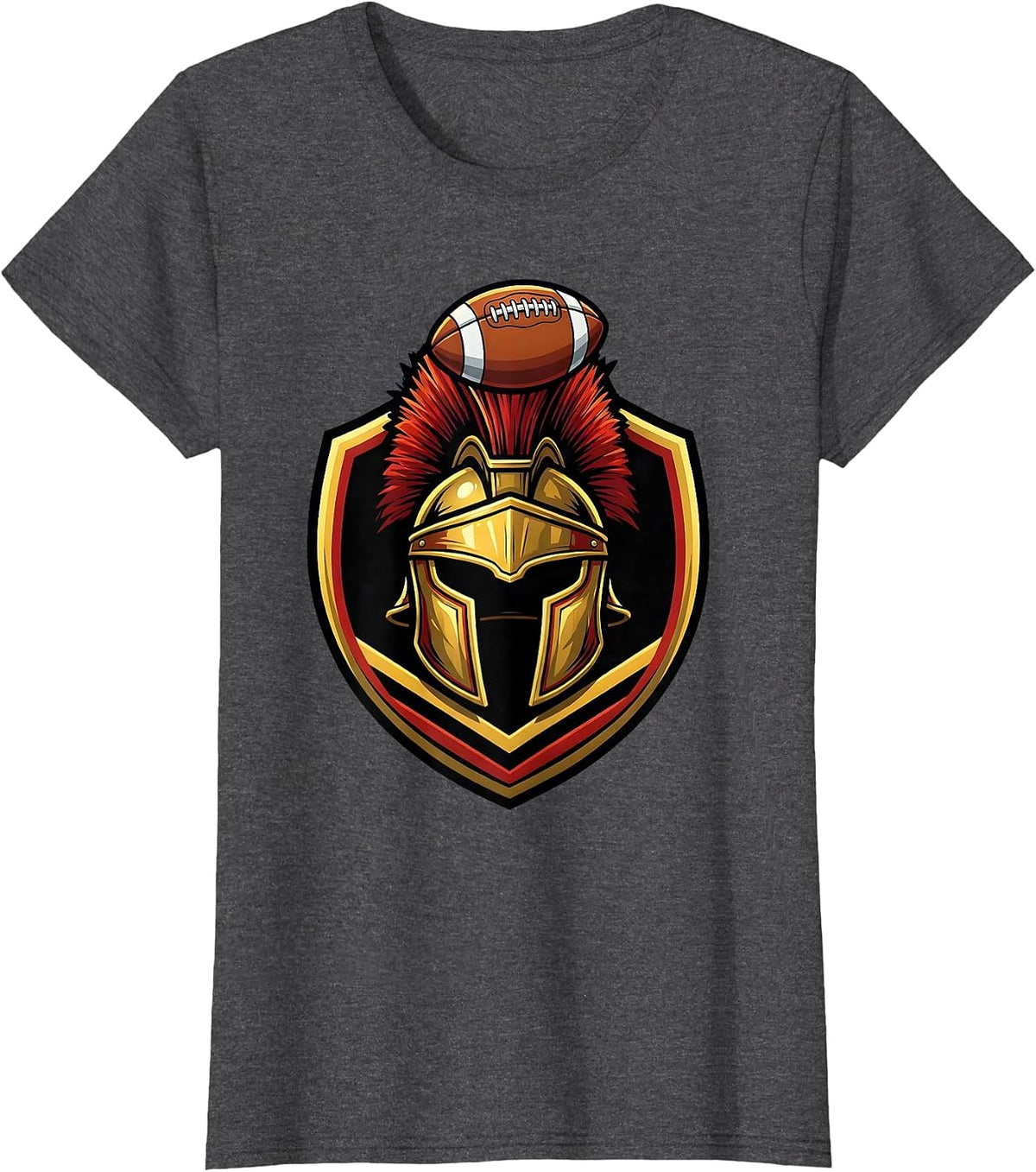 Women's Gladiator Rugby Helmet Crest Graphic T-Shirt - Dark Heather Grey