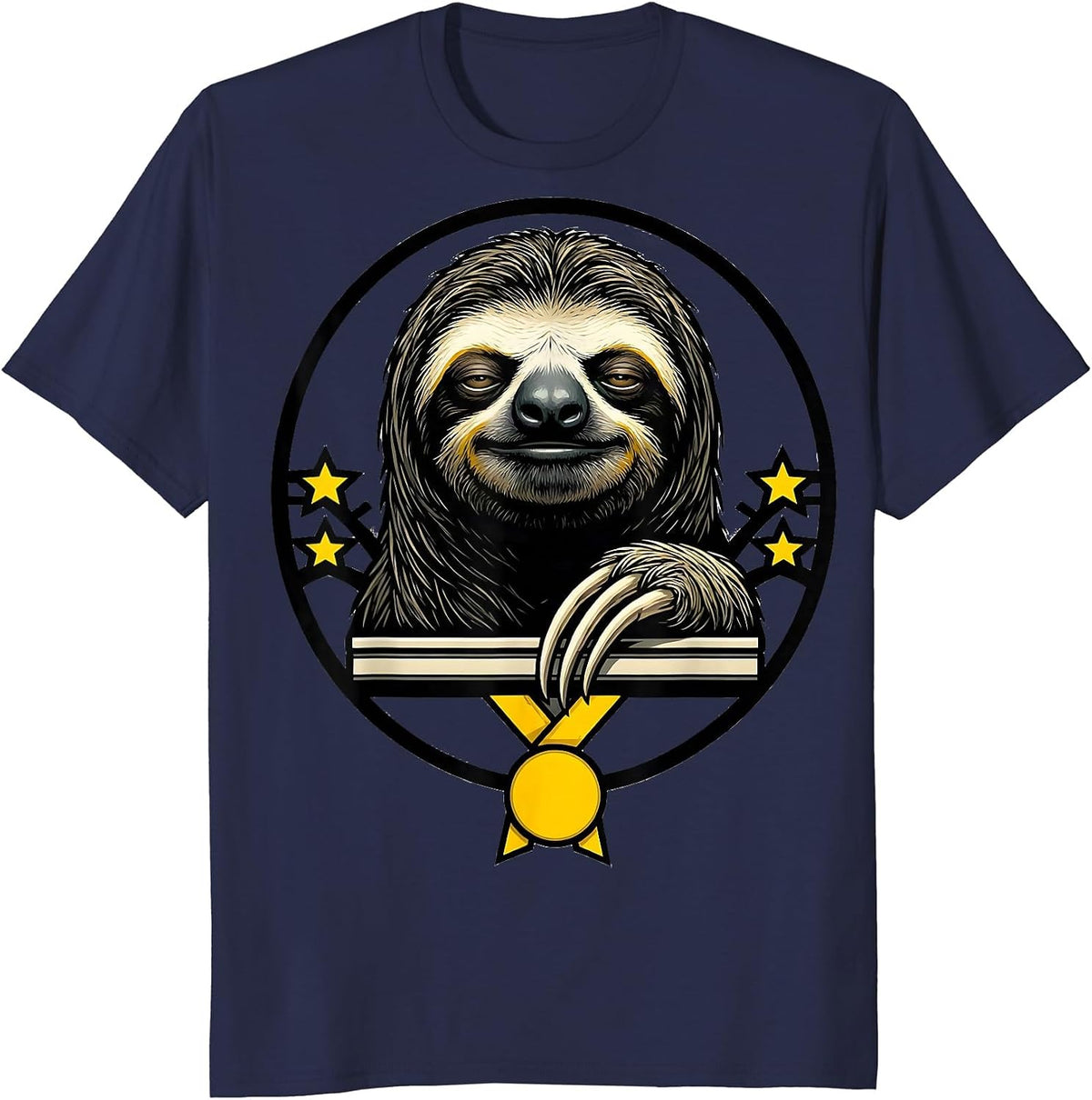 Men's Sloth Stencil Funny Sloth Lover Gift T-Shirt - Navy Blue