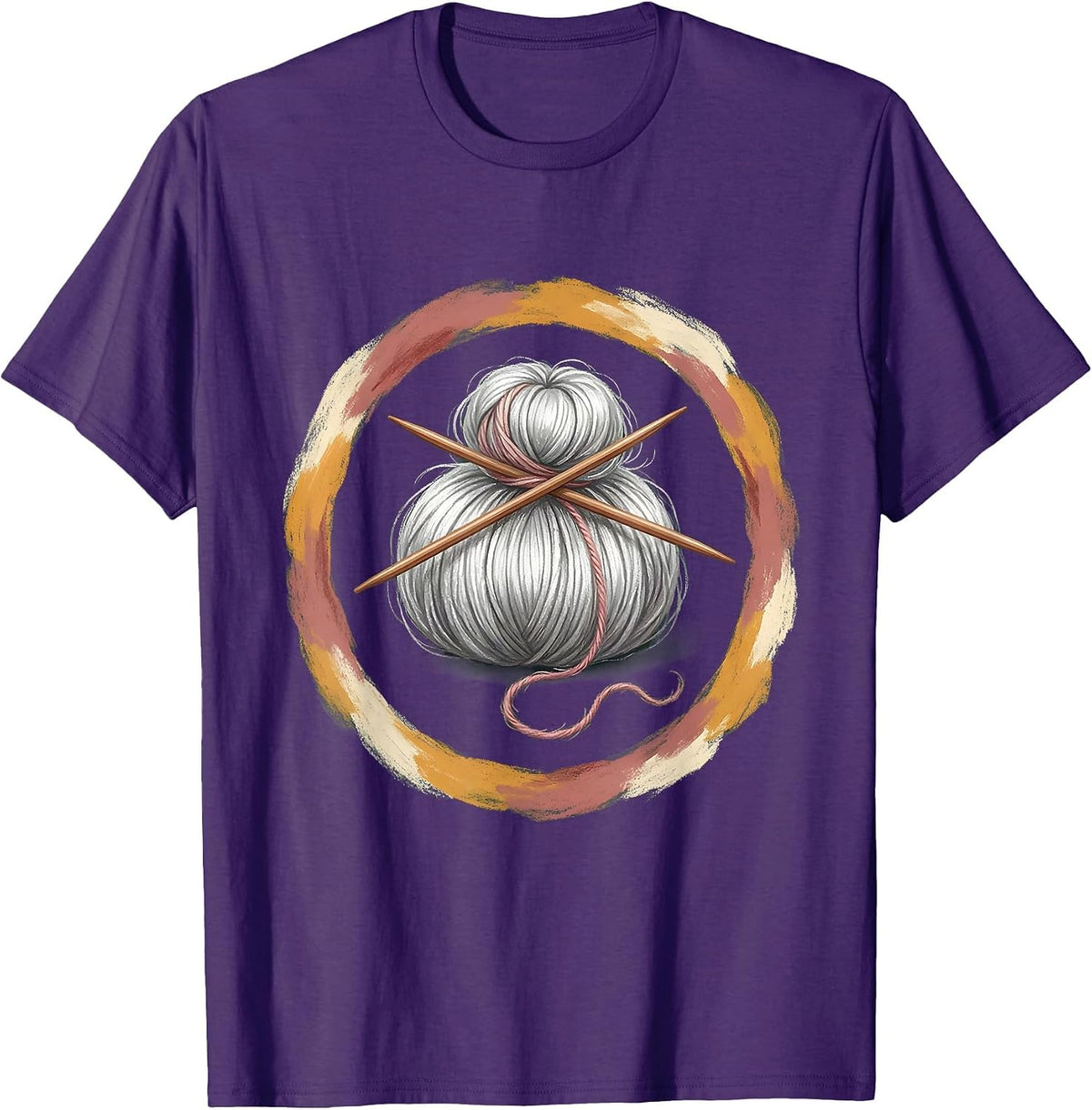 Nana Silver Bun Knitting Needles Graphic T-Shirt - Purple
