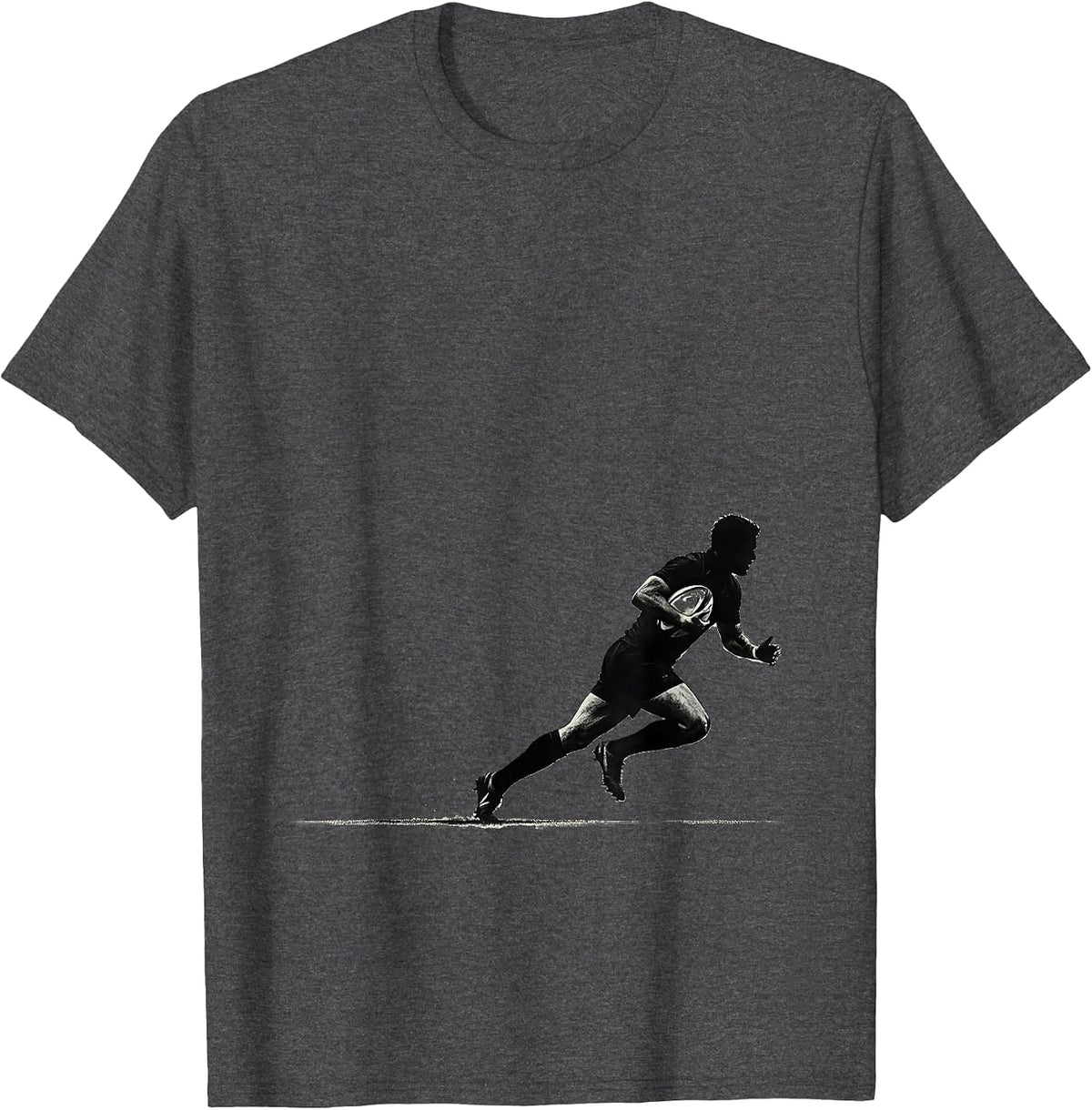 Rugby Winger Sprinting Down the Touchline T-Shirt - Dark Heather Grey