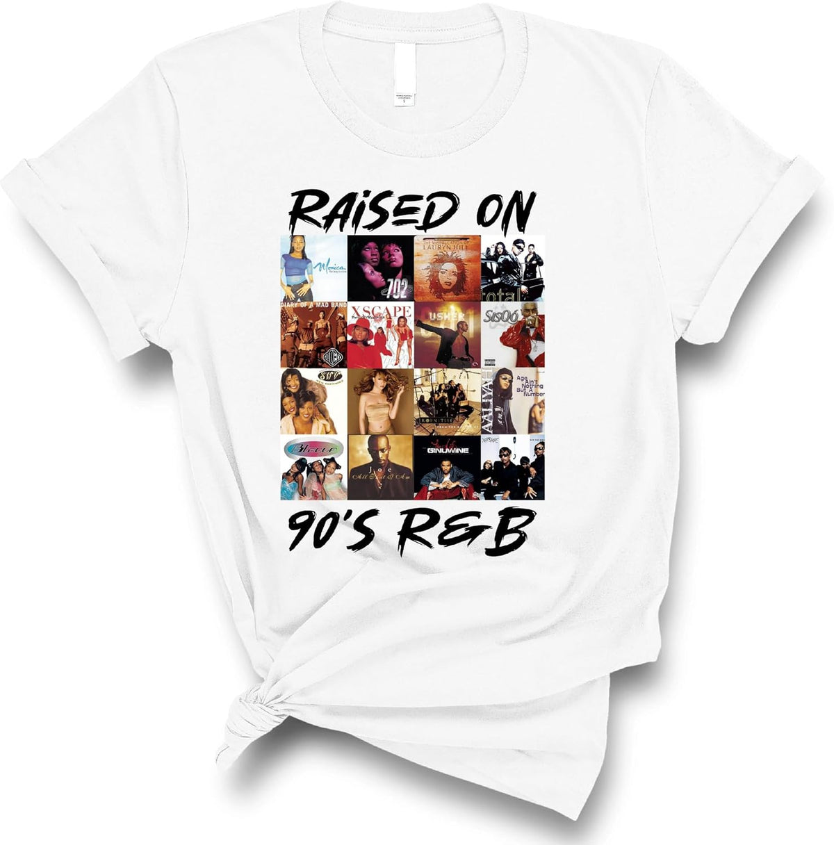 Raised On 90s R&B T-Shirt, Vintage Music Lover Tee for Fans of 1990s R&B Nostalgia, Music Era Clothing for Adults and Teens