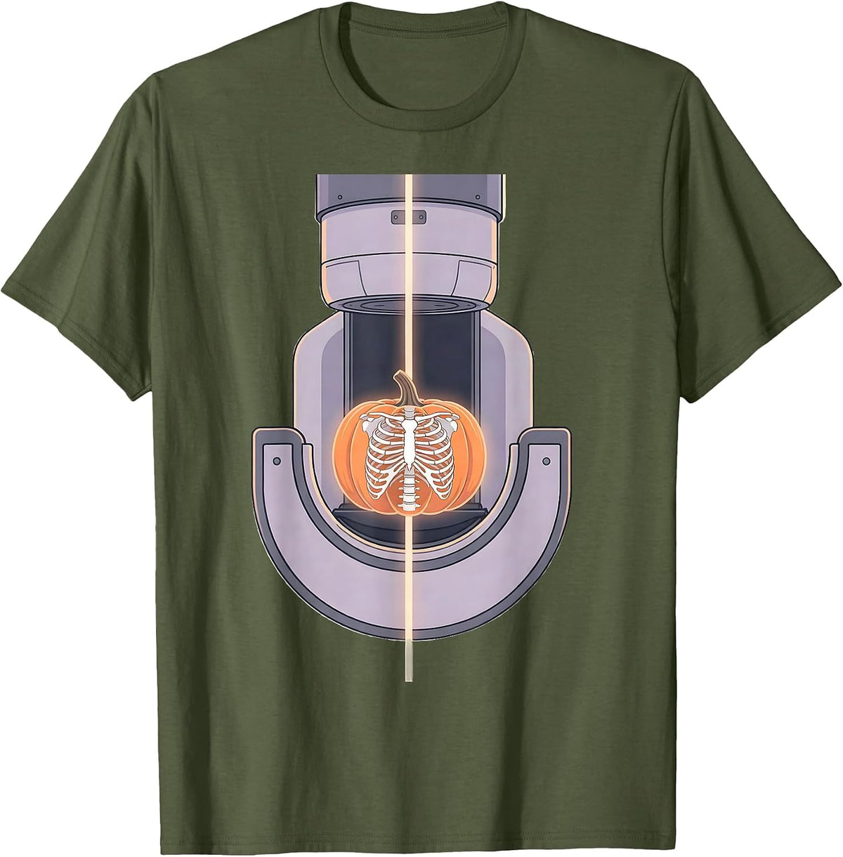 Mammography Pumpkin Radiology Tech Halloween T-Shirt - Olive Green