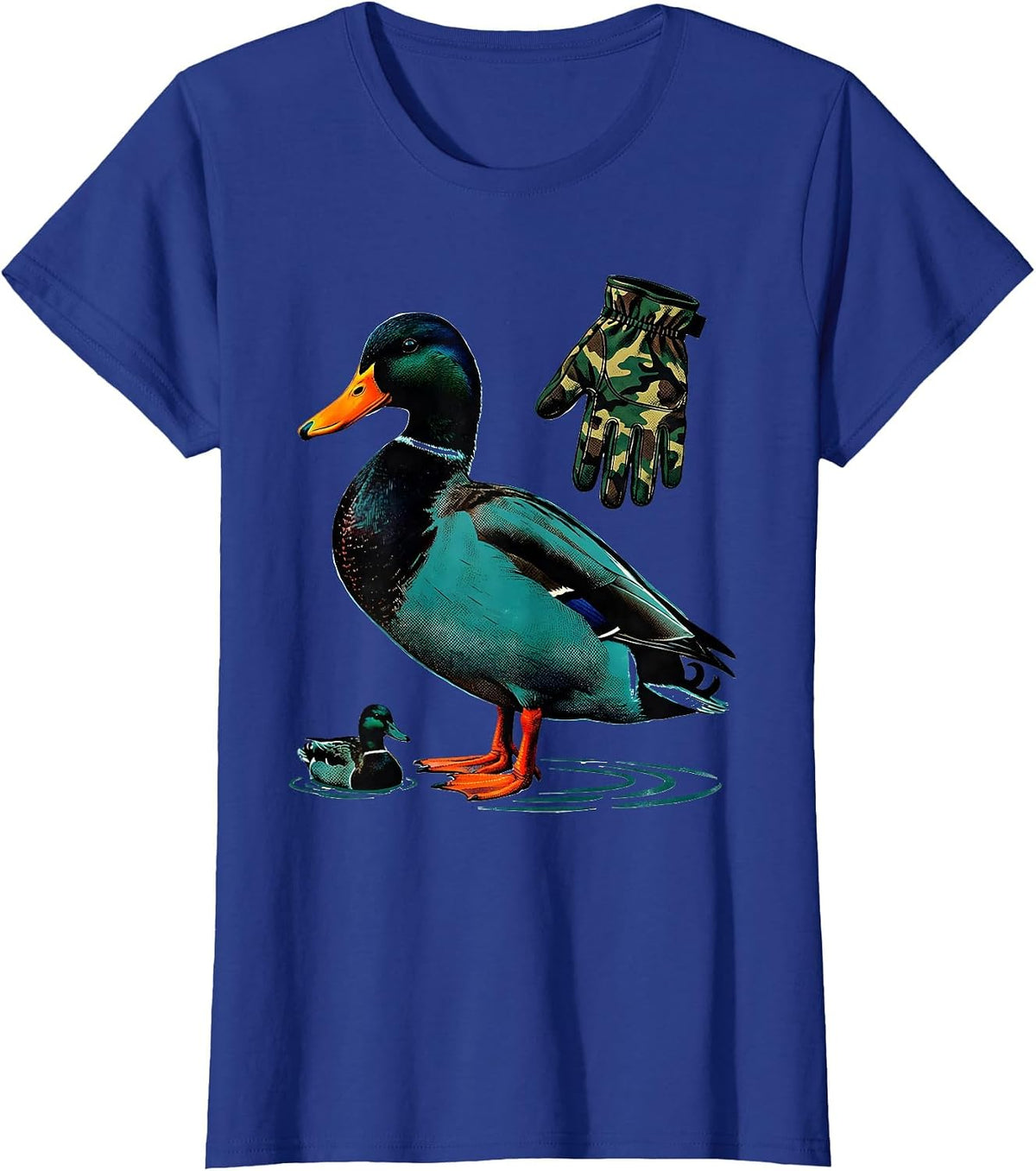 Women's Camo Mallard Duck Hunting Dad Humor Gift T-Shirt - Royal Blue