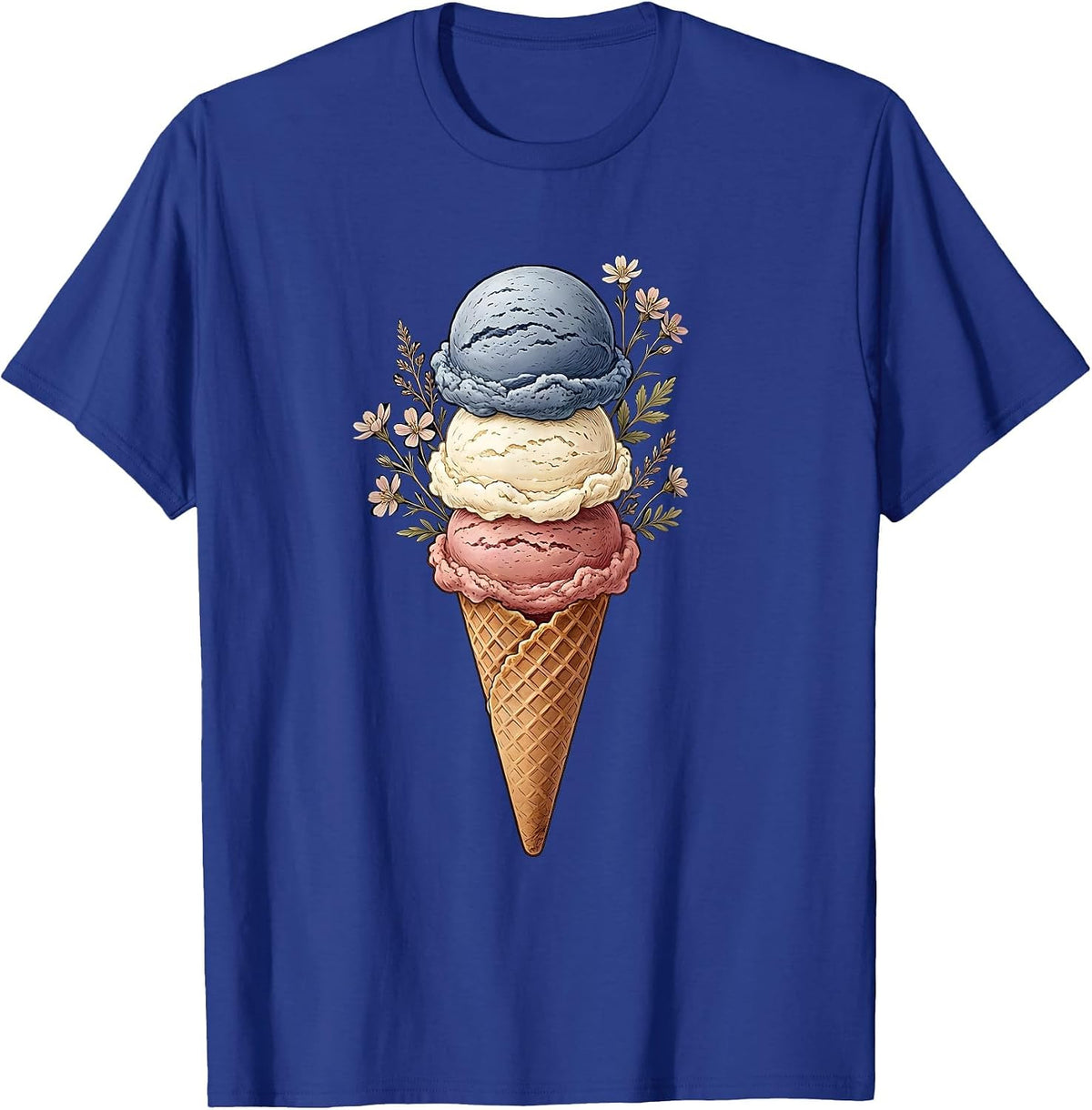 Patriotic Ice Cream Cone Red White Blue Design T-Shirt - Royal Blue