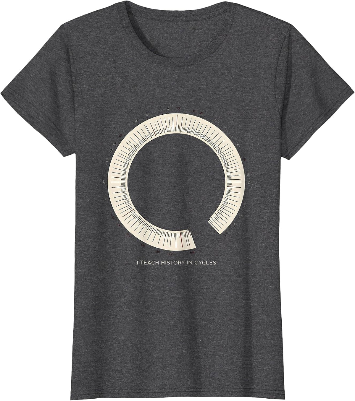 Women's I Teach History In Cycles Funny History Teacher Back T-Shirt - Dark Heather Grey