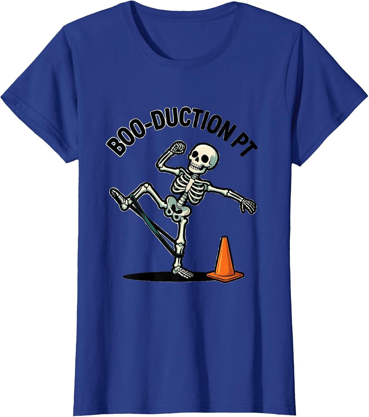 Women's Boo-duction PT Cartoon Physical Therapy Halloween Therapist T-Shirt - Royal Blue