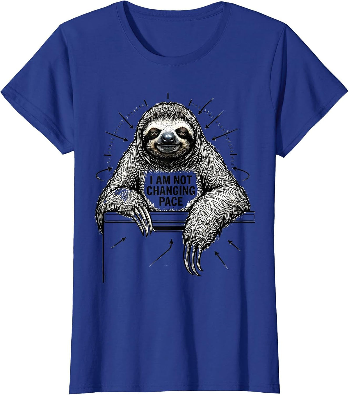 Women's I Am Not Changing Pace Funny Sloth Lover Animal Humor T-Shirt - Royal Blue