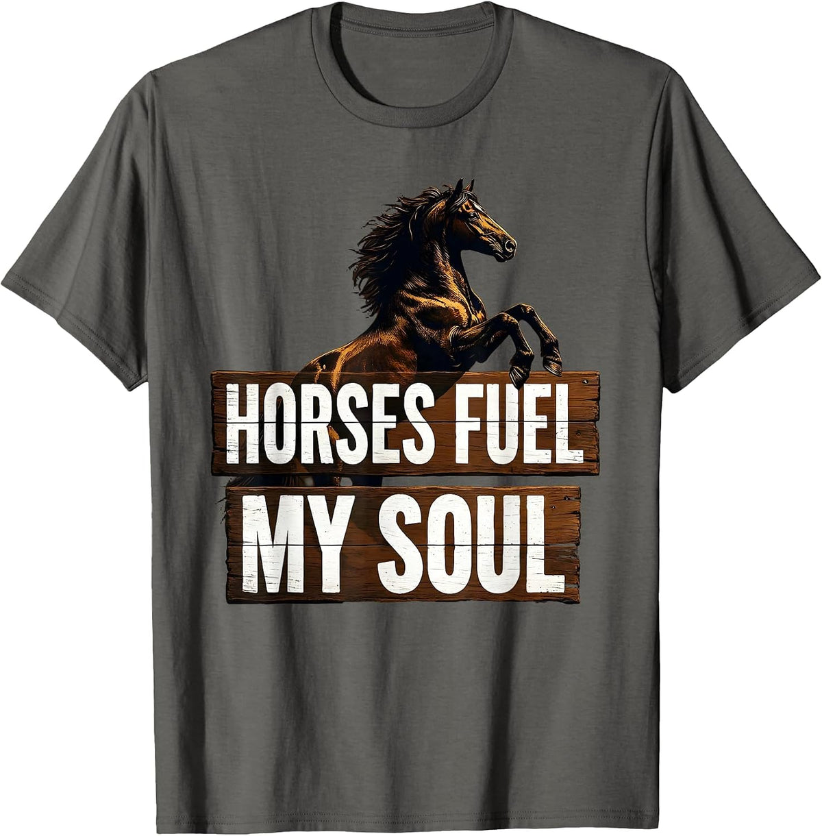 Men's Horses Fuel My Soul Equestrian Design T-Shirt - Asphalt Grey