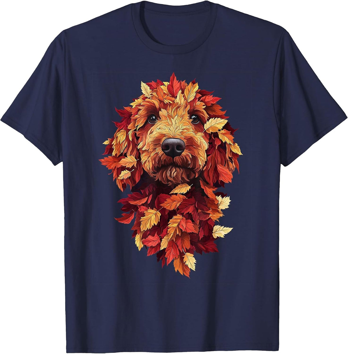 Goldendoodle Labradoodle Autumn Leaves Fall Dog Doodle Mom T-Shirt - Navy Blue