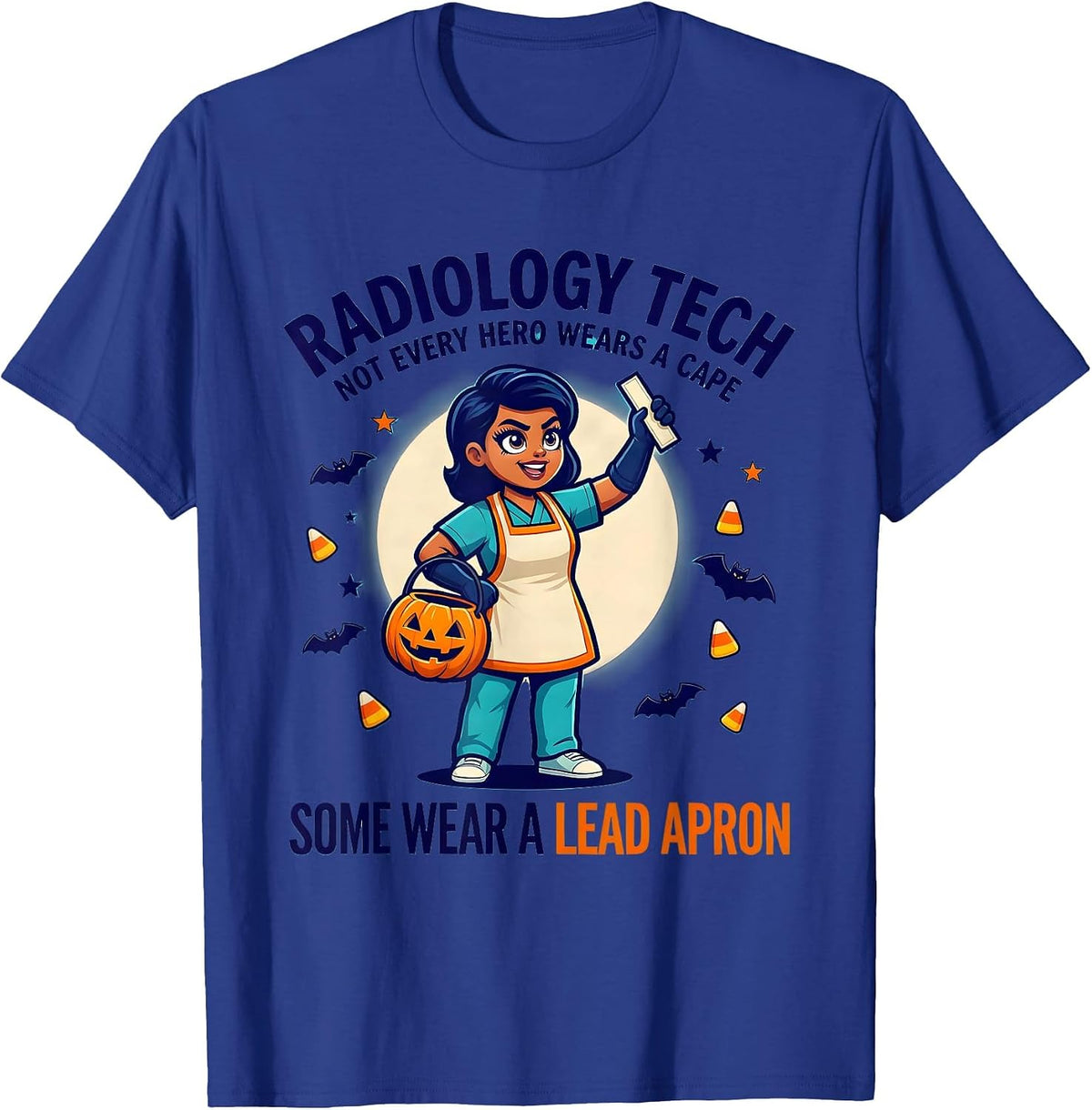 Men's Radiology Tech Hero Halloween Cartoon T-Shirt - Royal Blue