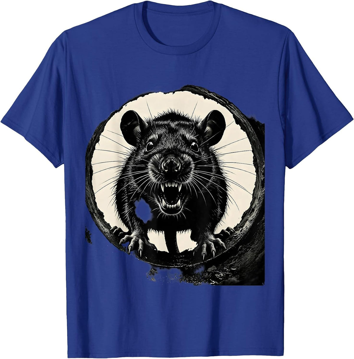 Feral Rat Sewer Drain Dark Urban Graphic T-Shirt - Royal Blue