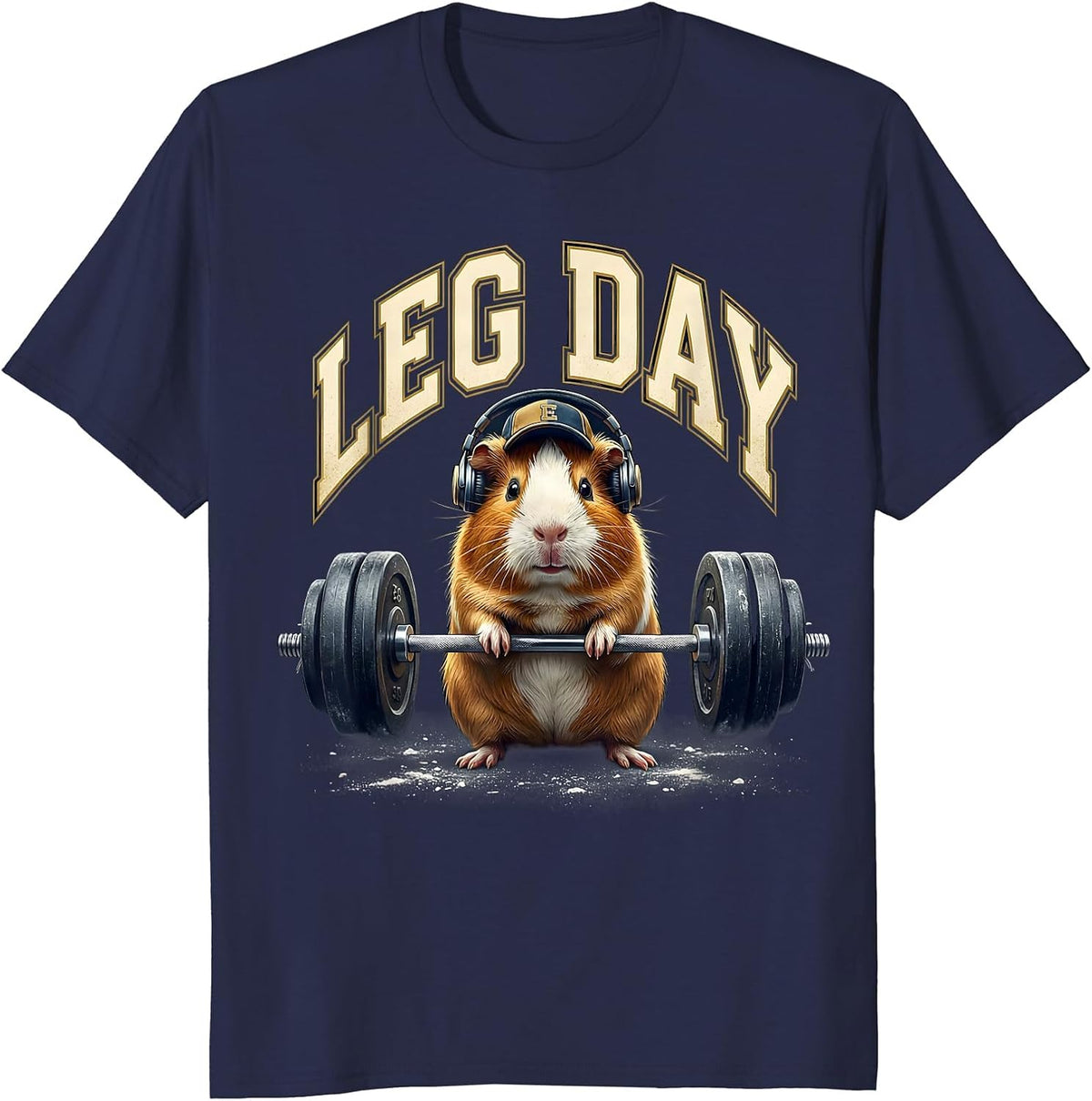 Men's Leg Day Funny Guinea Pig Gym Workout Weightlifting Meme T-Shirt - Navy Blue