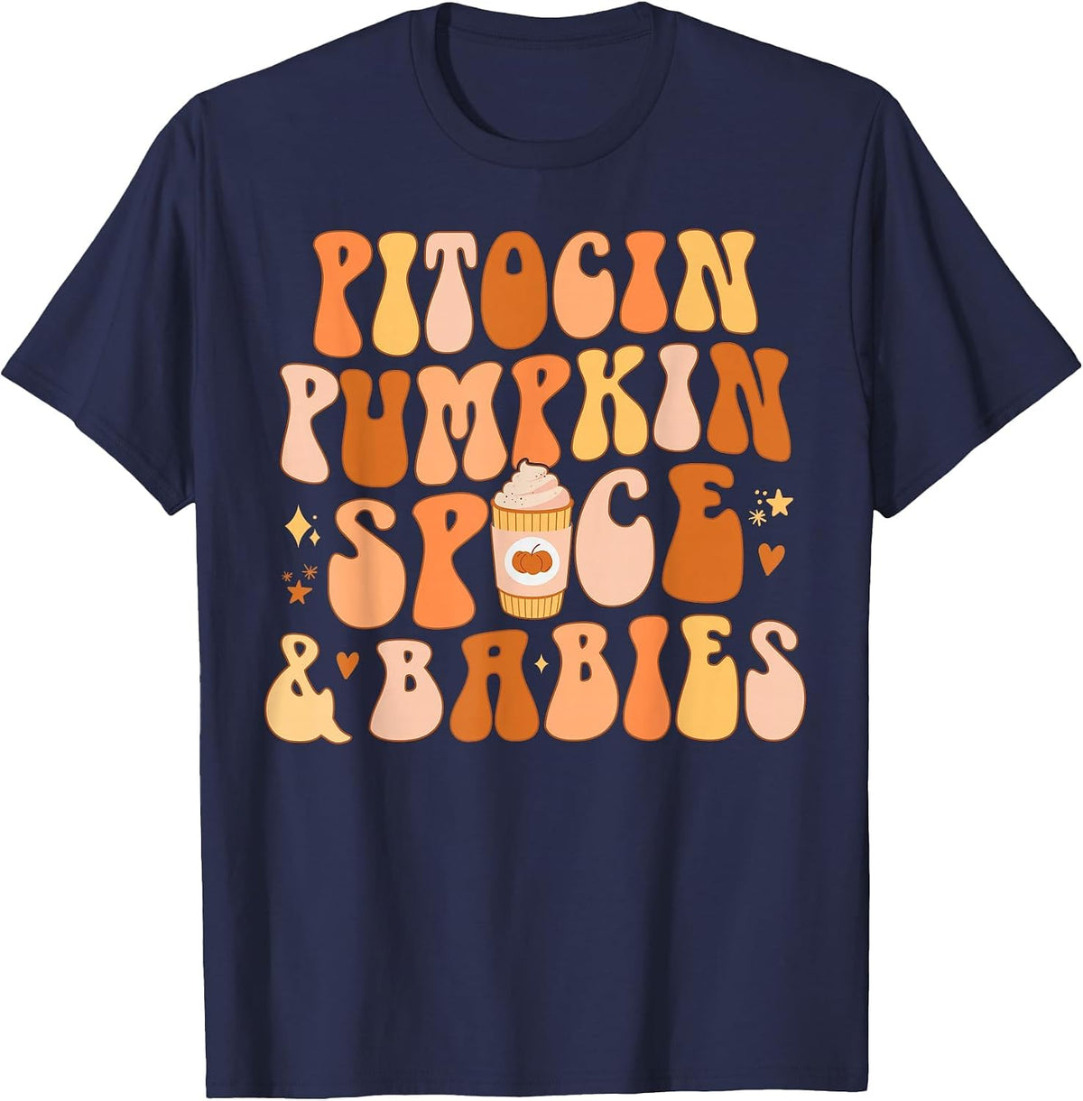 Halloween Labor and Delivery L&D Nurse Fall Pumpkins Midwife T-Shirt - Navy Blue