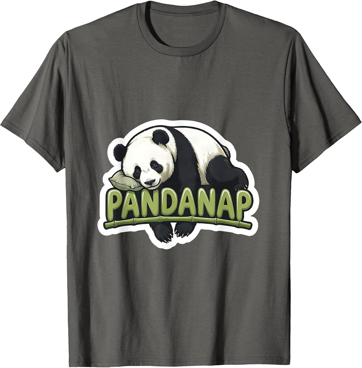 Men's Pandanap Cute Sleeping Panda Animal Lover Sleep T-Shirt - Asphalt Grey