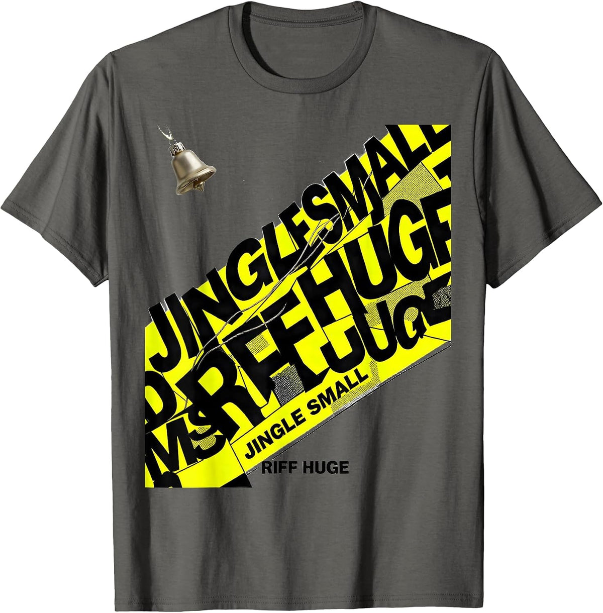 Jingle Small Riff Huge Heavy Metal Rock Christmas Humor T-Shirt - Asphalt Grey