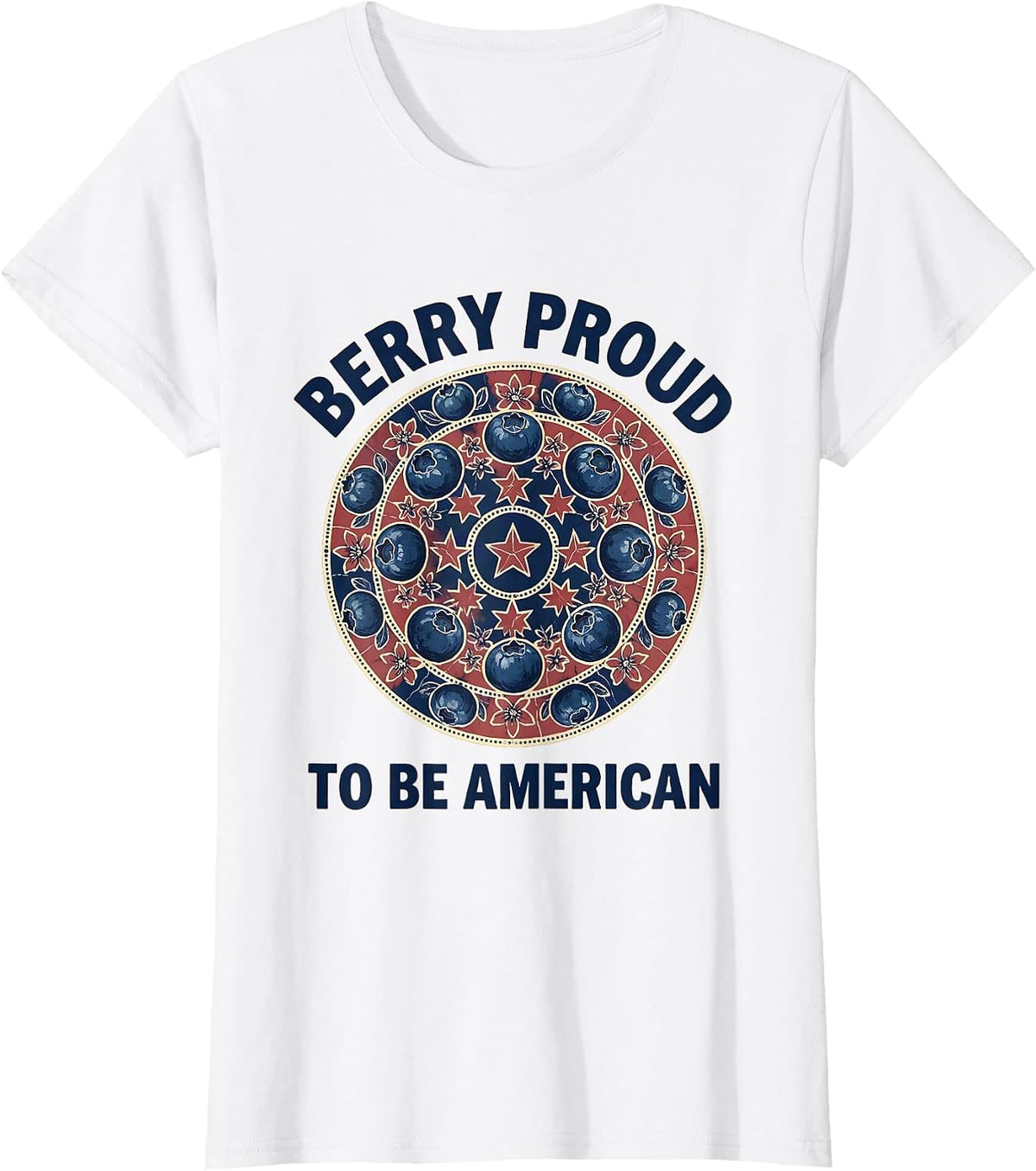 Berry Proud to Be American Patriotic Design T-Shirt - White