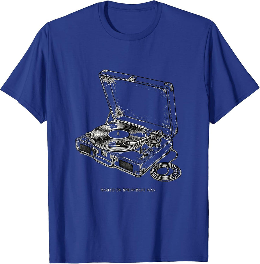 Raised On Breakbeat Wax Vintage 90s Hip-Hop Rap Lyric T-Shirt - Royal Blue