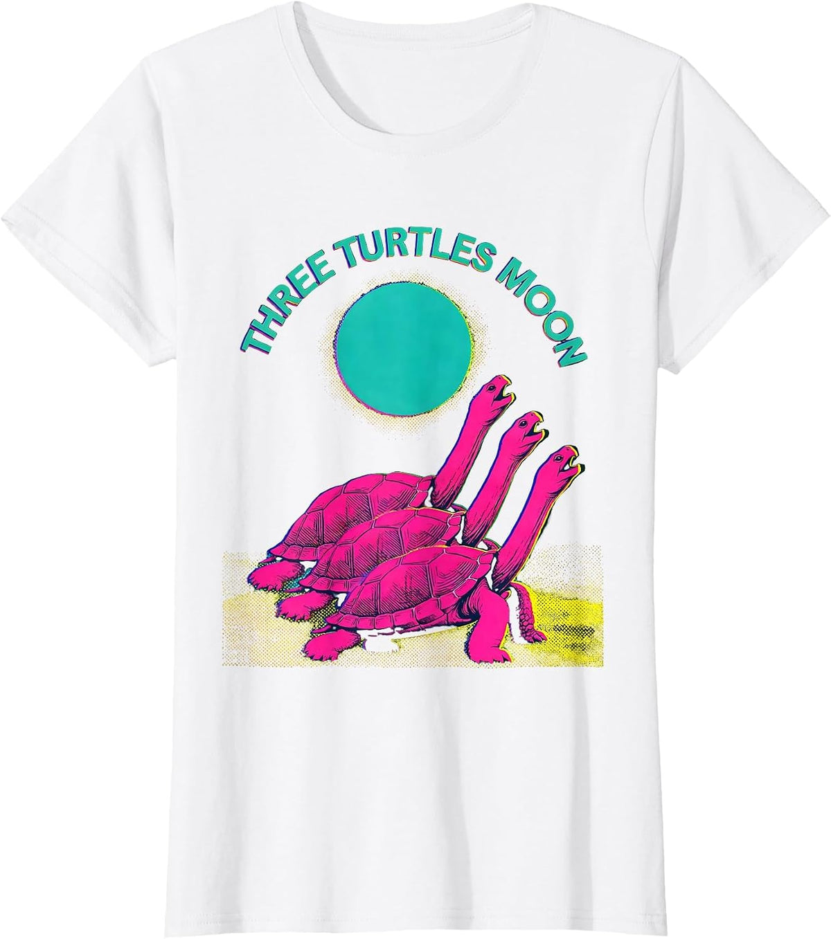 Three Turtles Moon Funny Animal Meme Parody Pet Lover Humor T-Shirt - White