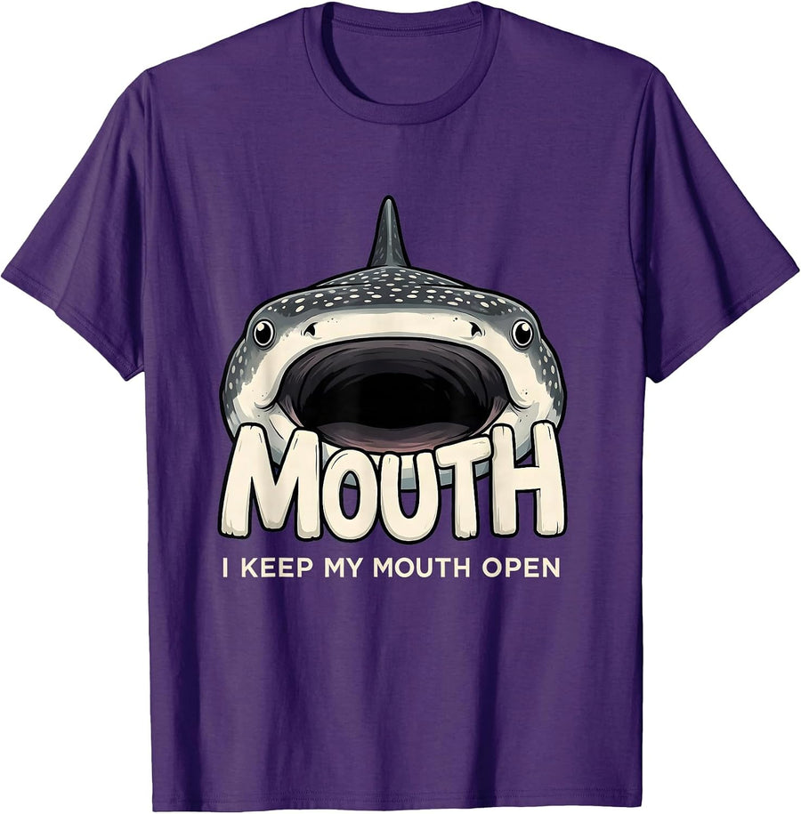 Men's I Keep My Mouth Open Funny Whale Shark Ocean Animal Lover T-Shirt - Purple